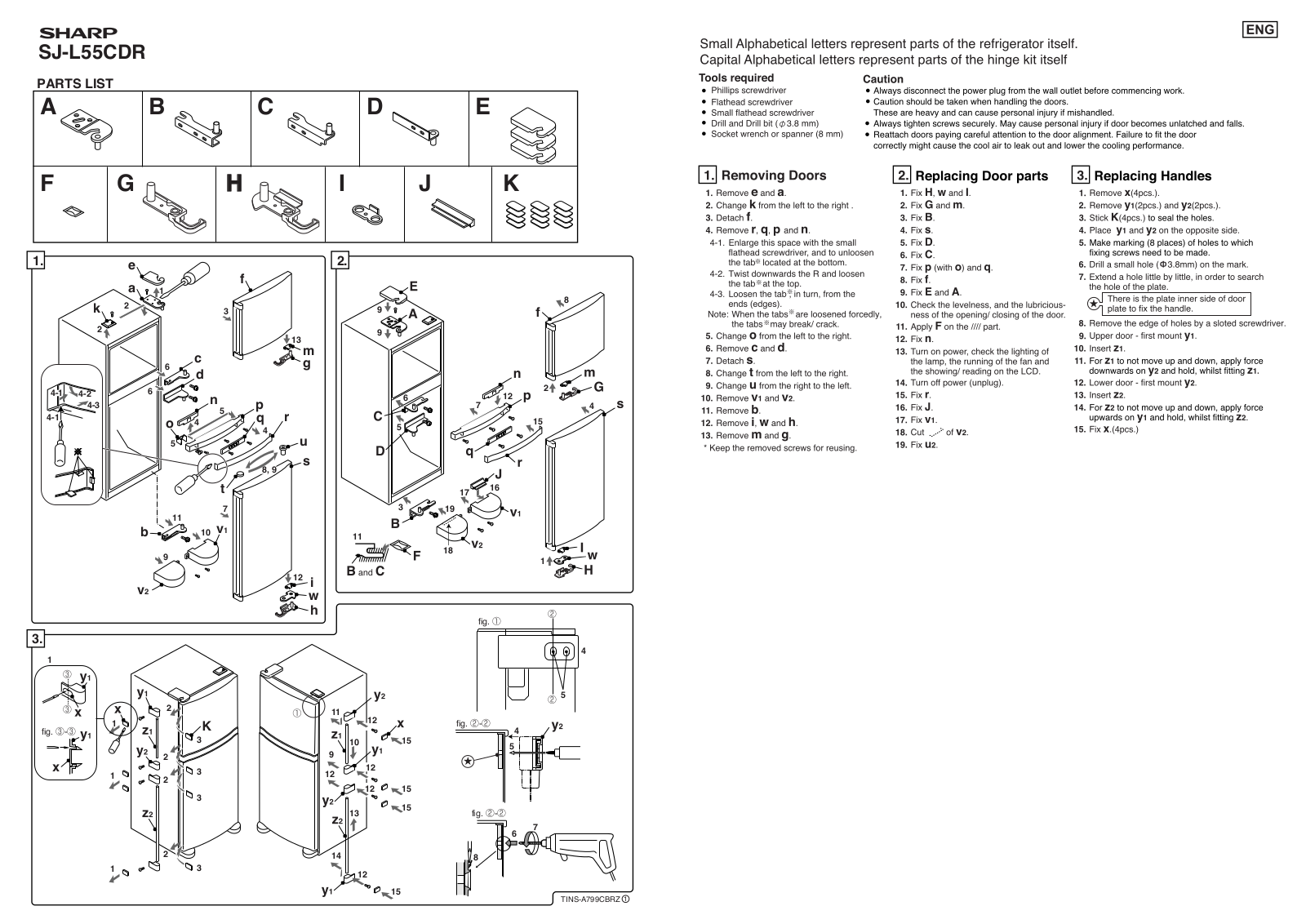 Sharp SJ-L55CDR Parts List