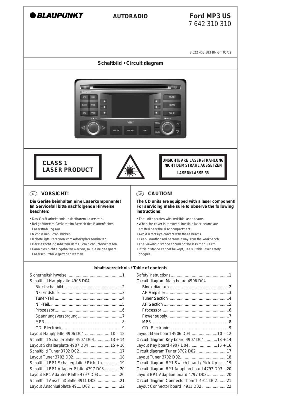 BLAUPUNKT US764231 Service Manual