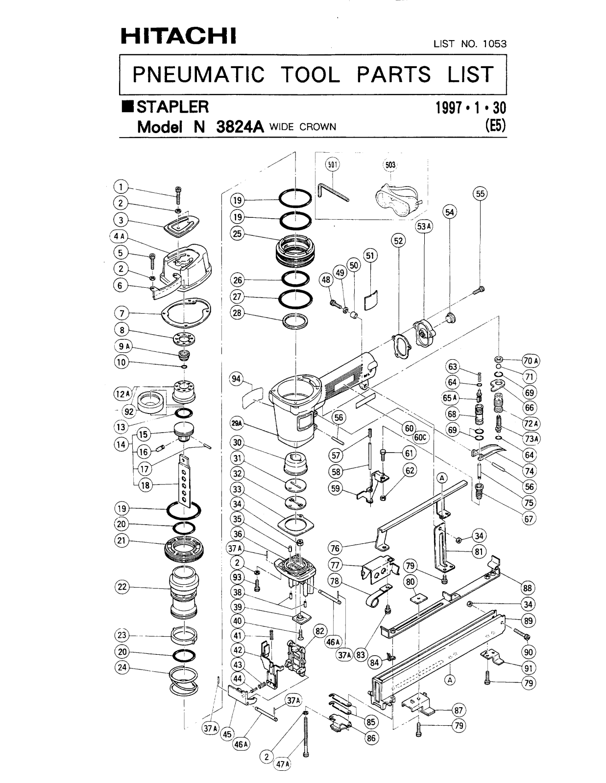 Hitachi N3824A PARTS LIST