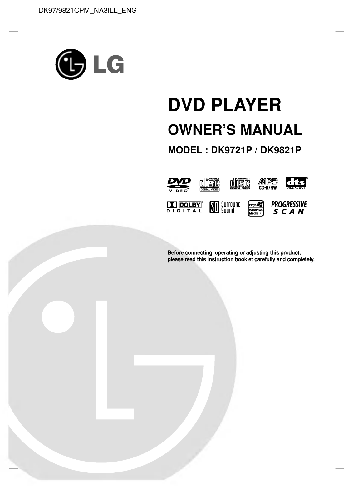 LG DK9821CPM Manual book