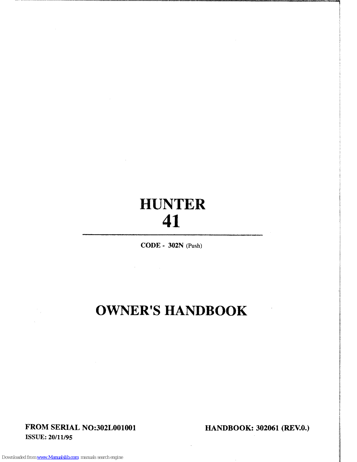 Hayter HUnter 41 302N Owner's Handbook Manual