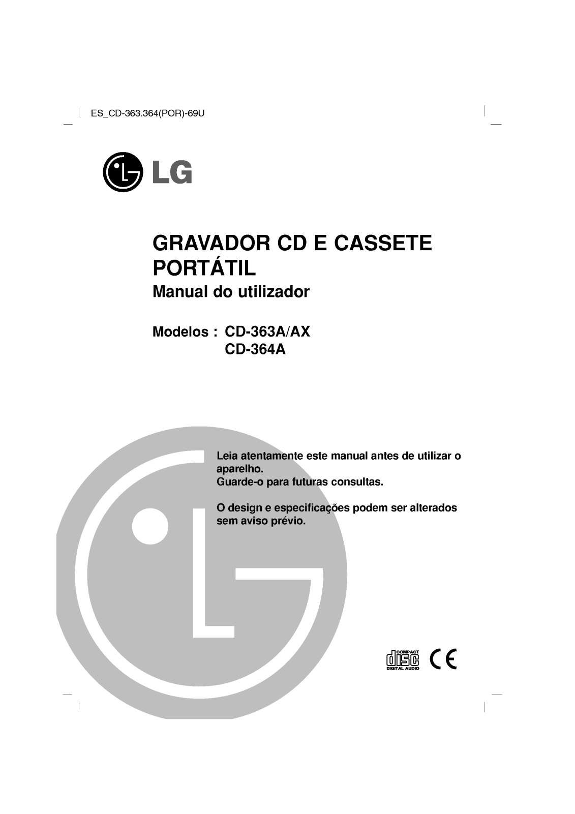 Lg CD-363A, CD-364A, CD-363AX User Manual