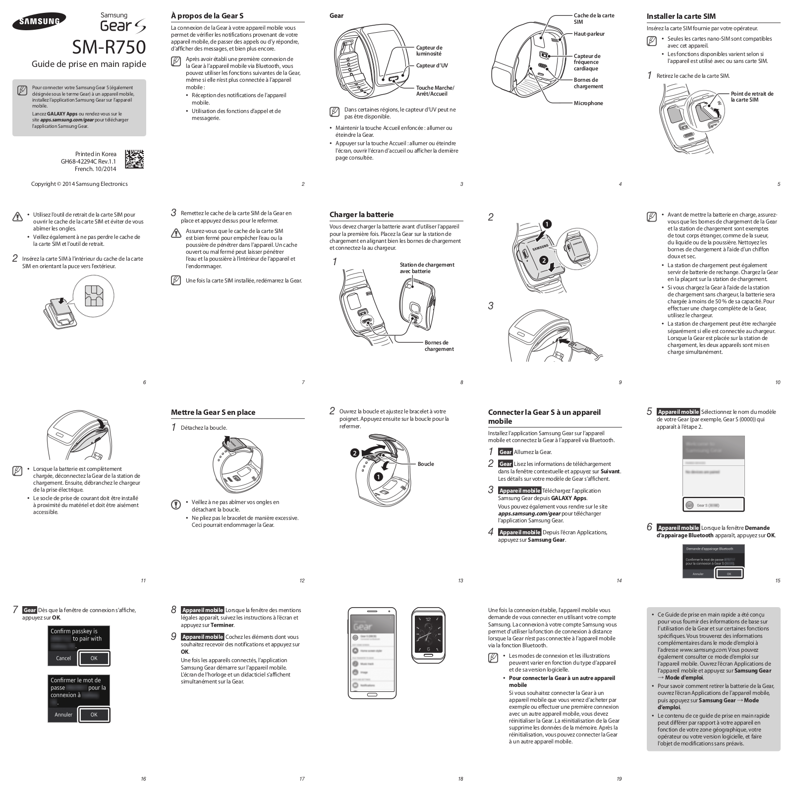 SAMSUNG Gear S Guide rapide