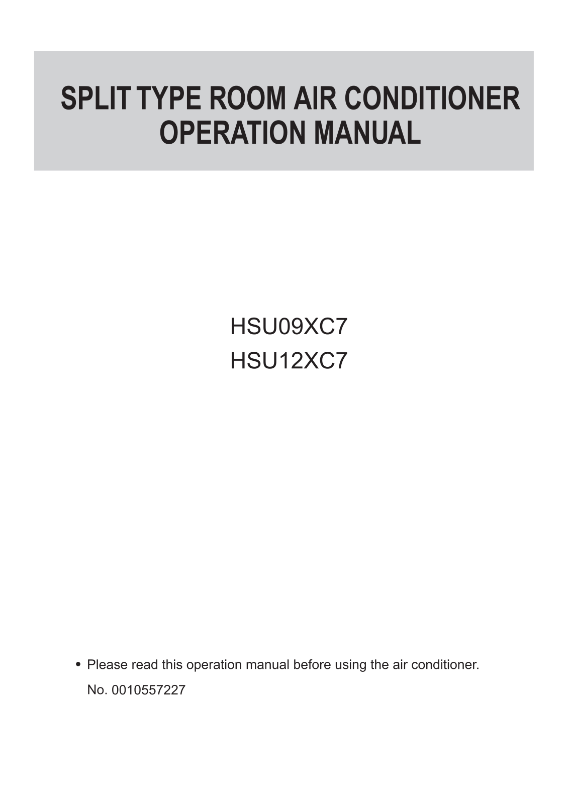 Haier HSU12XC7-G, HSU09XC7-G, HSU09XC7 User Manual