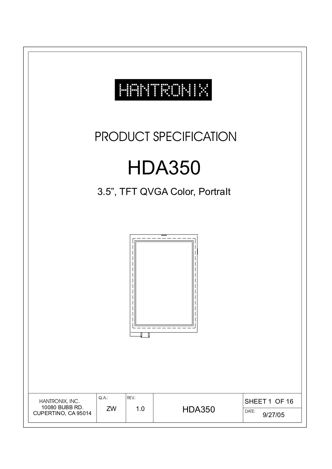 HANTRONIX HDA350 Datasheet