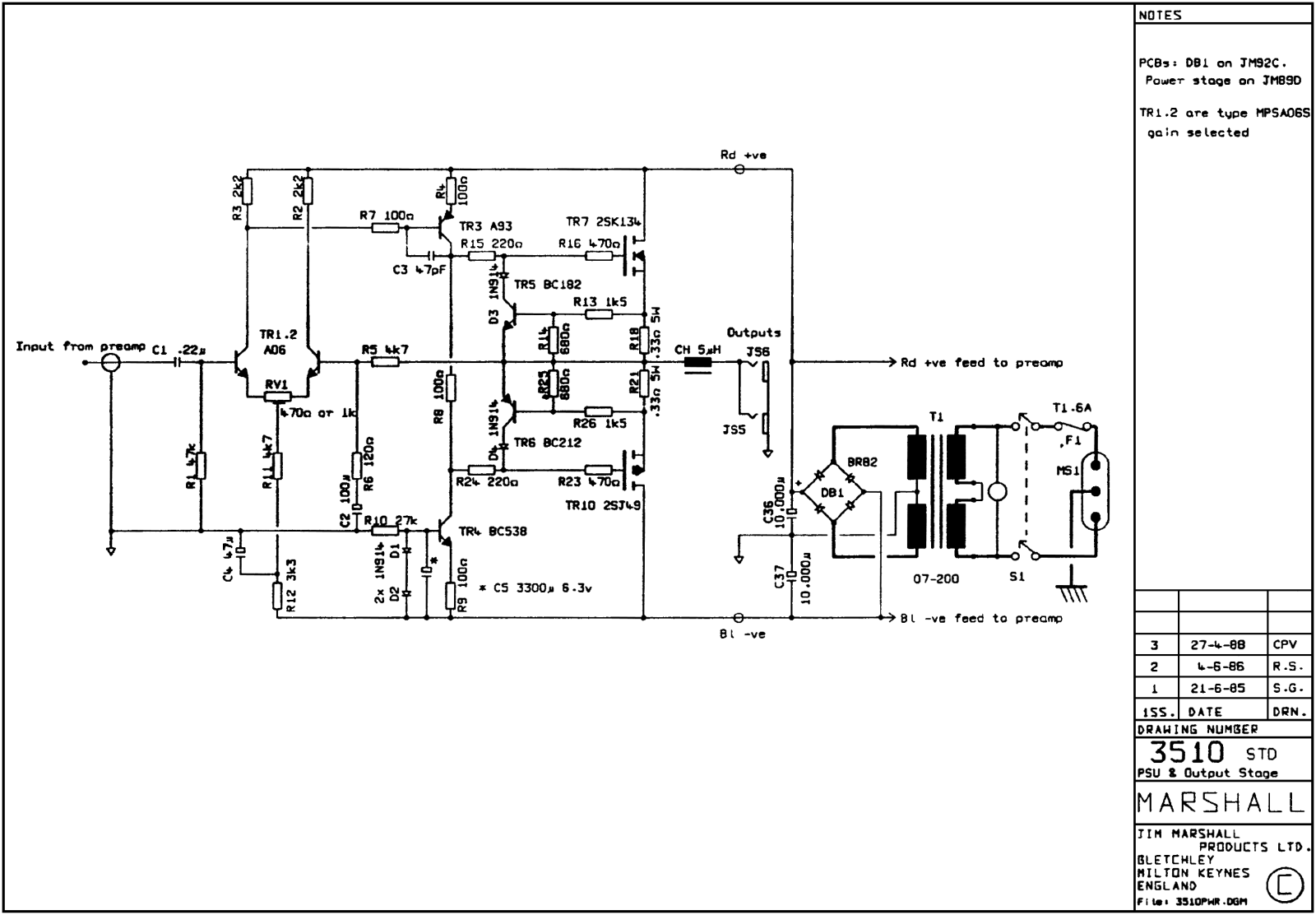 Marshall 3510-Pwr Schematic