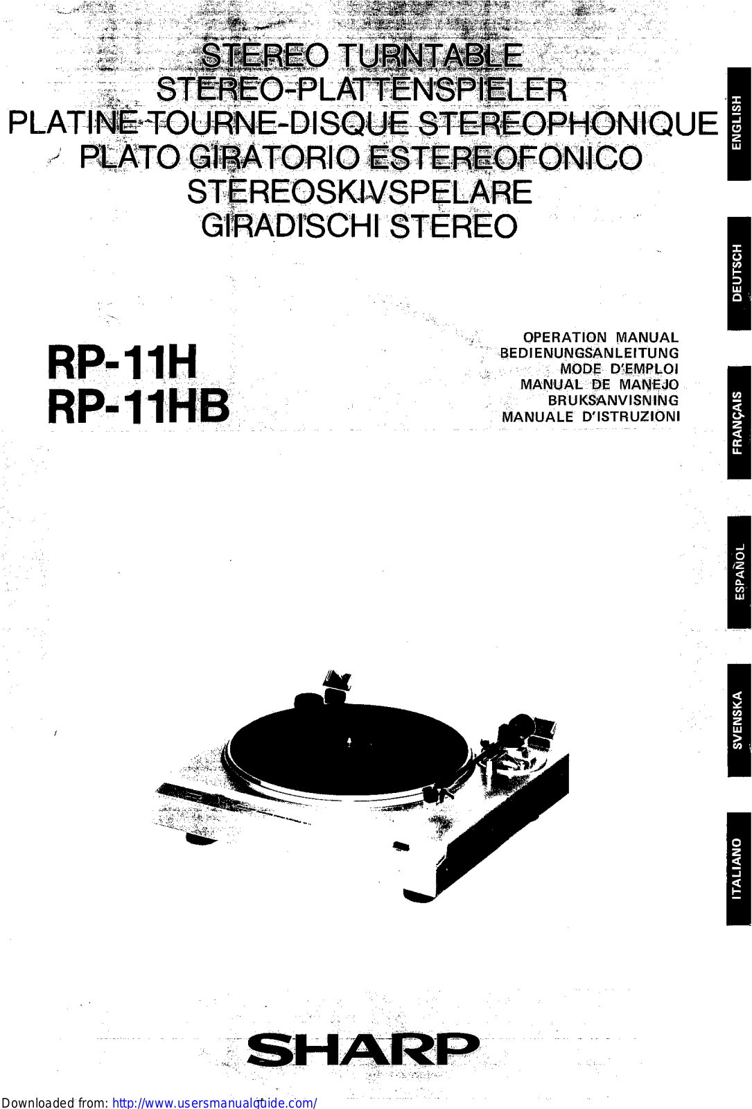 SHARP RP-11H/HB User Manual