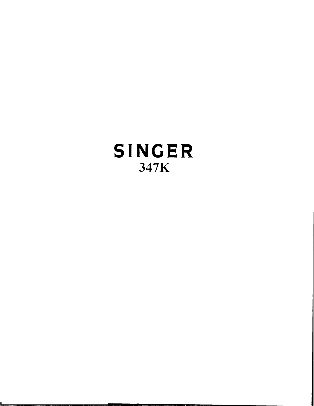 Singer 347K Product manual