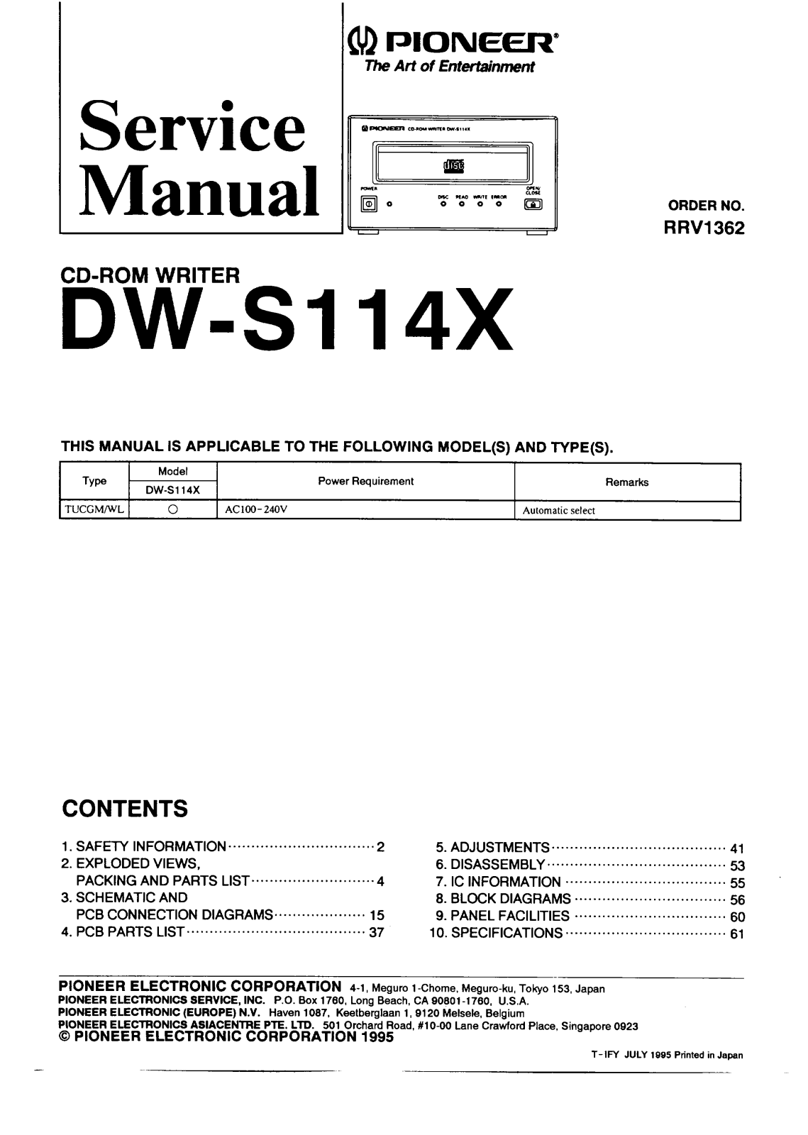 Pioneer DWS-114-X Service manual