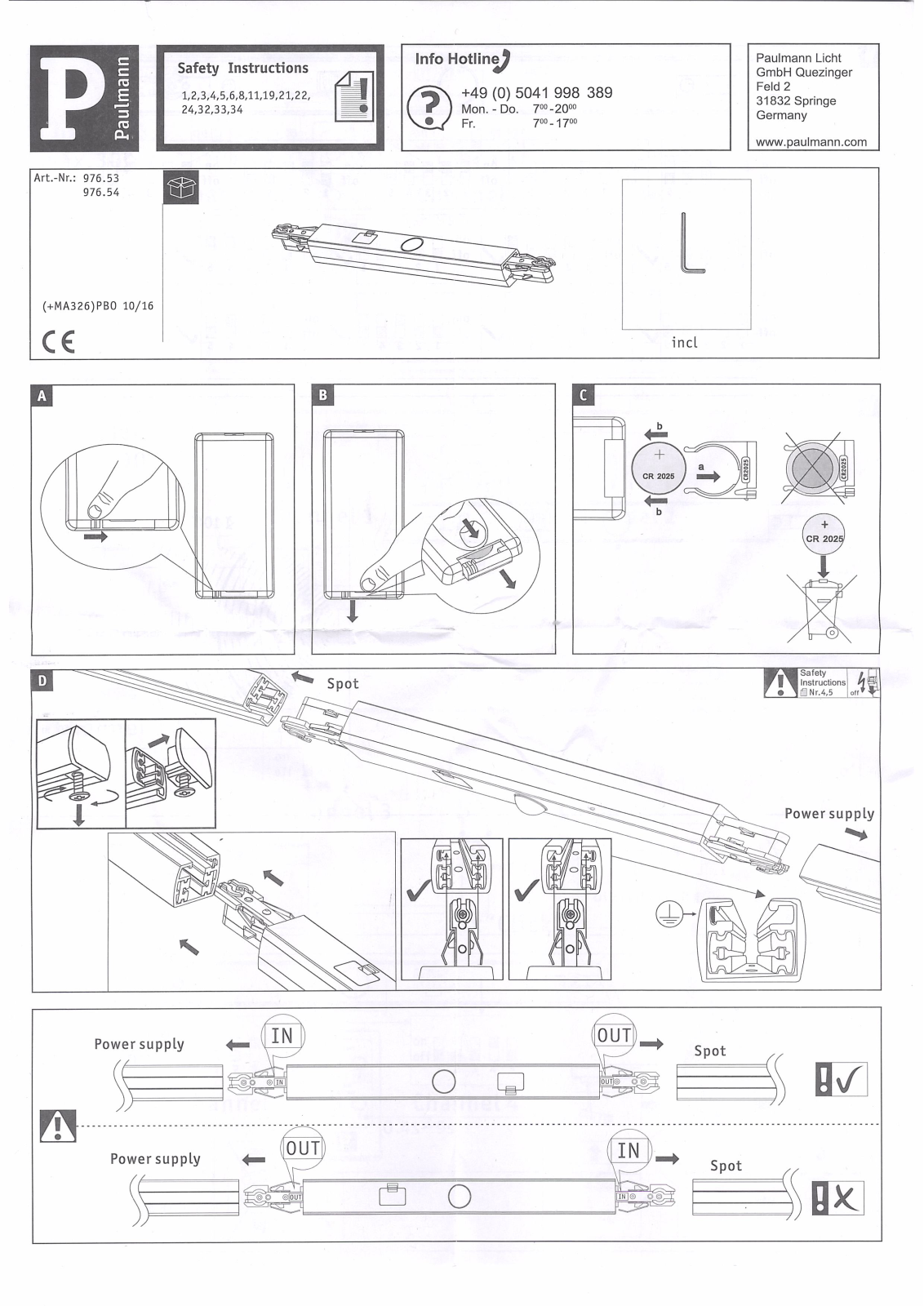 Paulmann 976.54 operation manual - ManualMachine.com