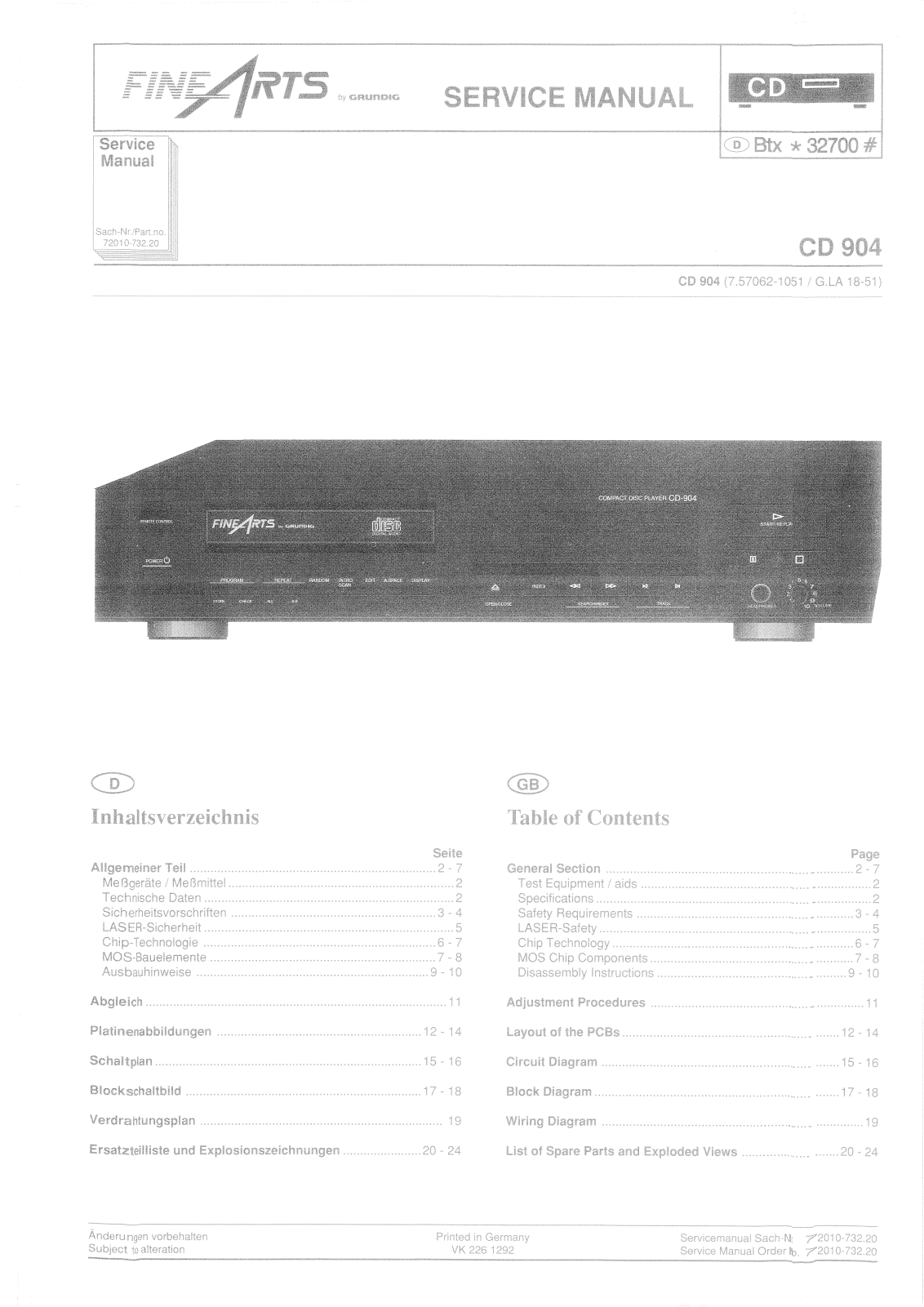 Grundig CD-904 Service manual