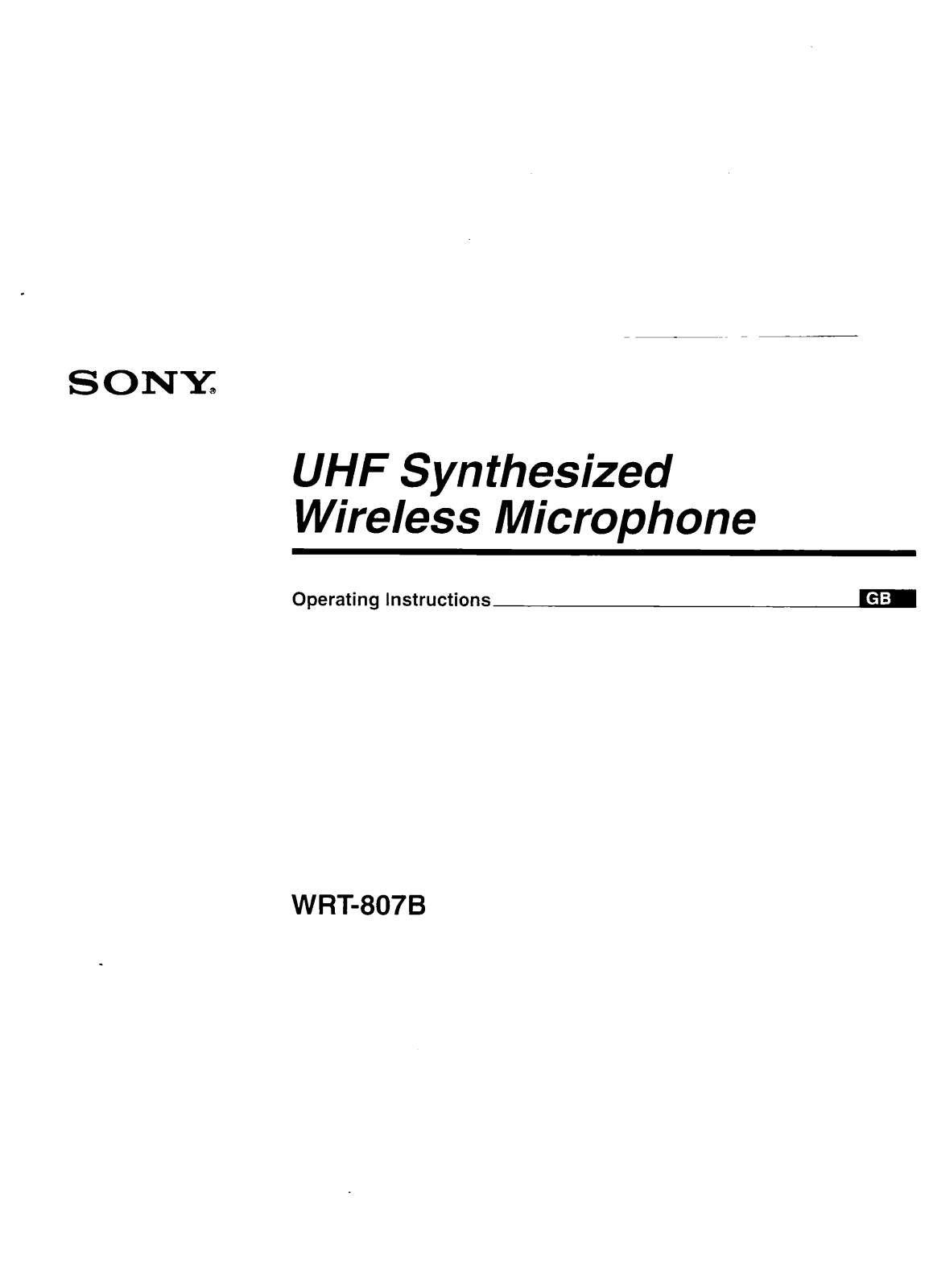 Sony WRT807B1 Users Manual