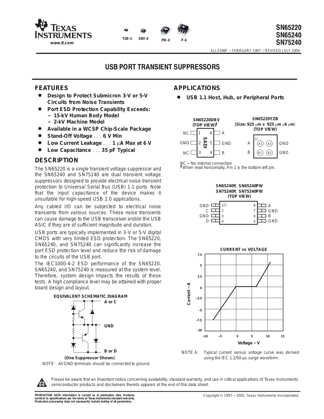 TEXAS INSTRUMENTS SN65240 Technical data