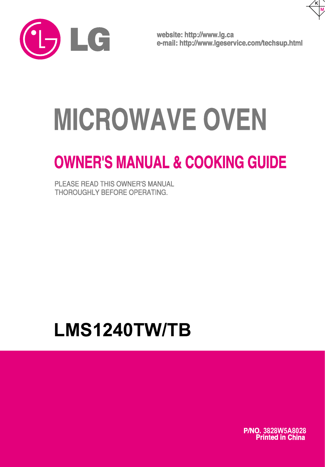 LG LMS1240TB, LMS1240TW User Manual