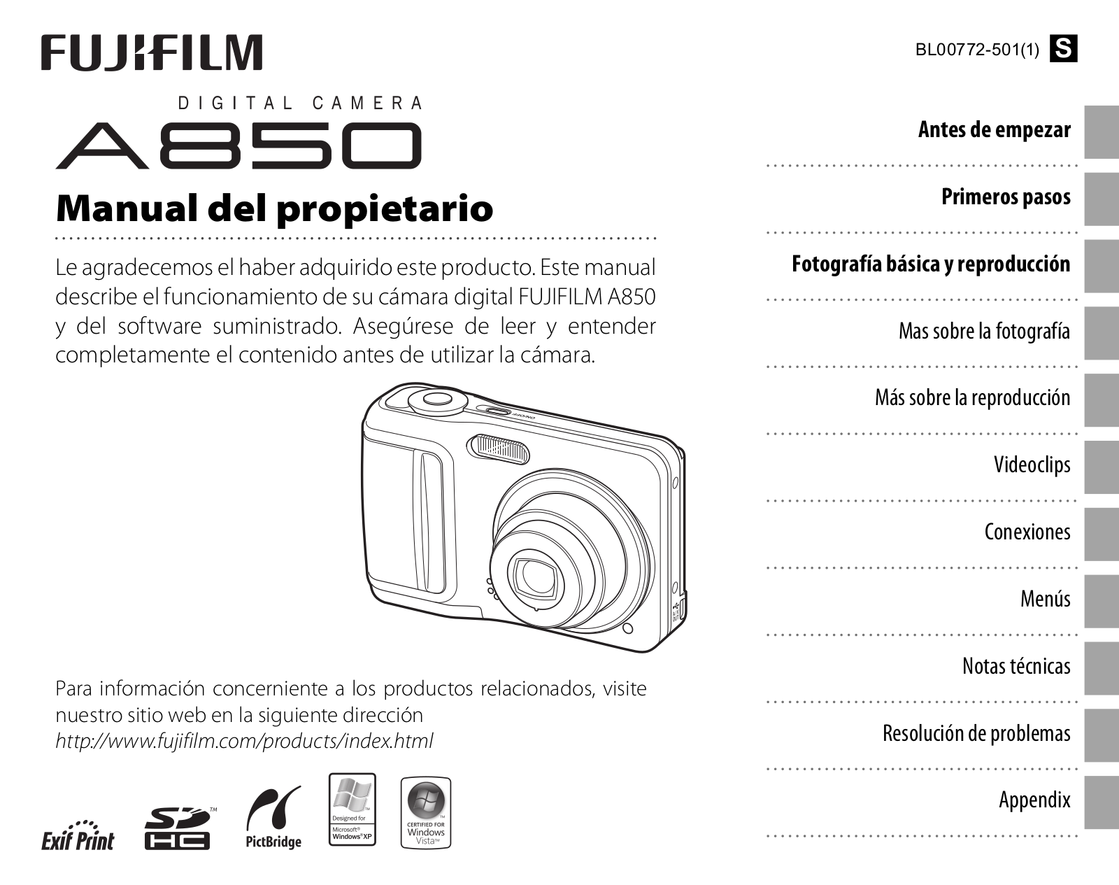 Fujifilm A850 User guide