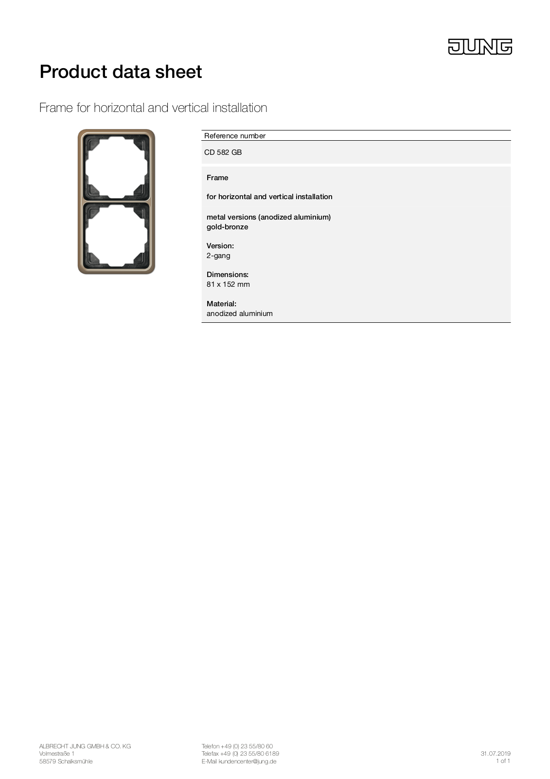 Jung CD 582 GB User Manual