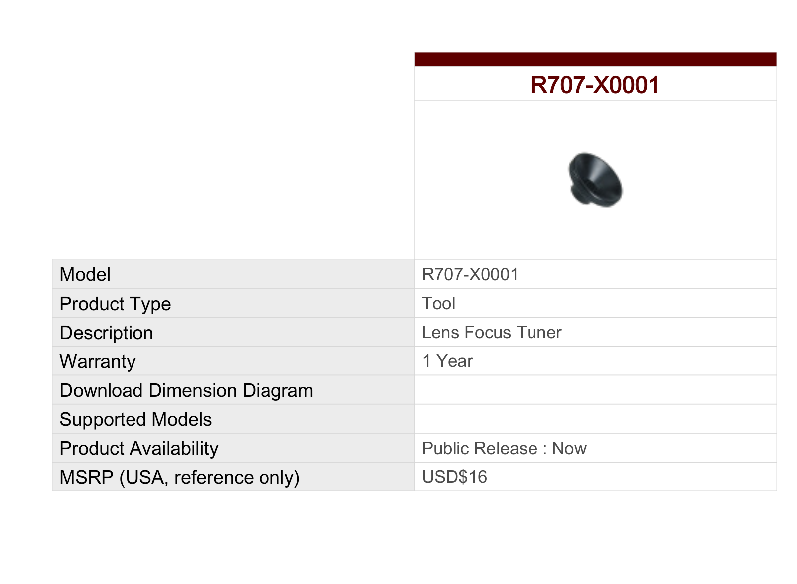 ACTi R707-X0001 Specsheet