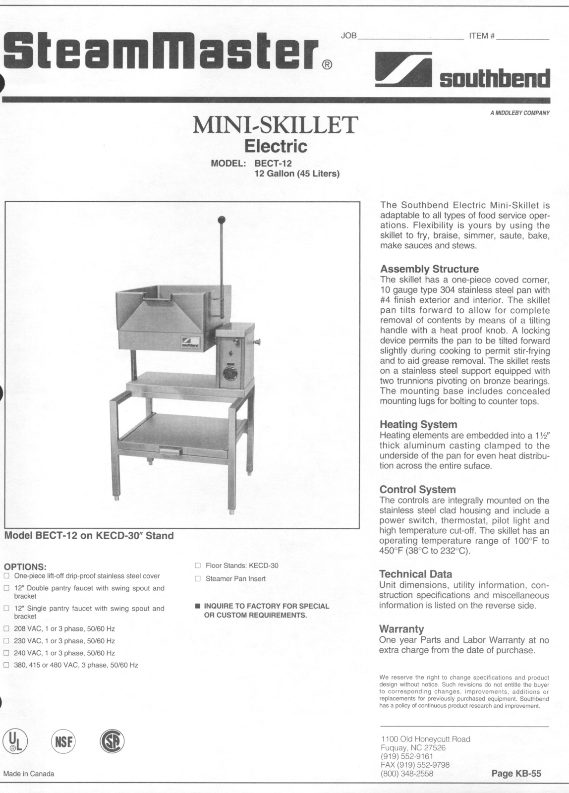 Southbend BECT-12 General Manual