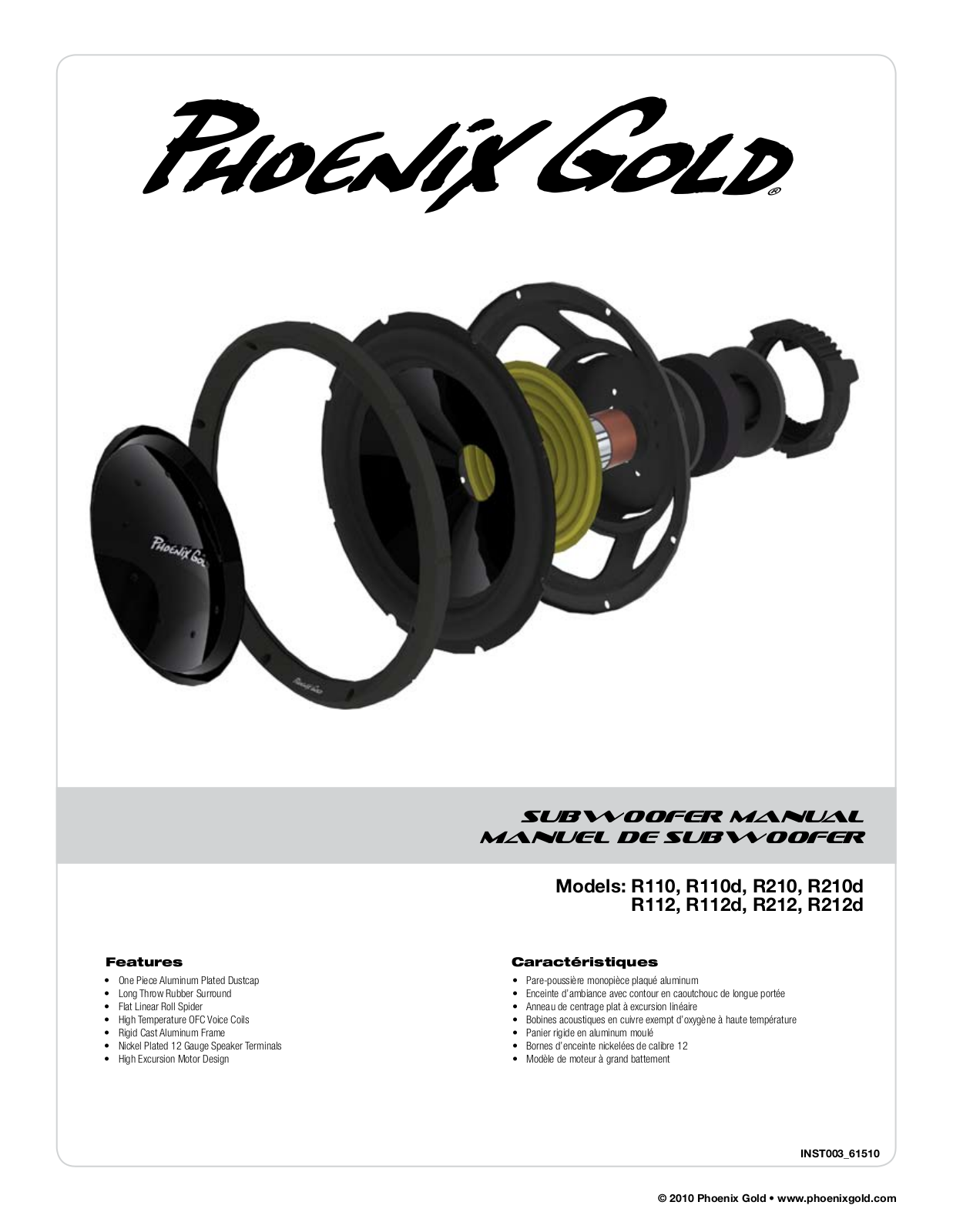 Phoenix Gold R110, R112, R112D, R212, R210 User Manual