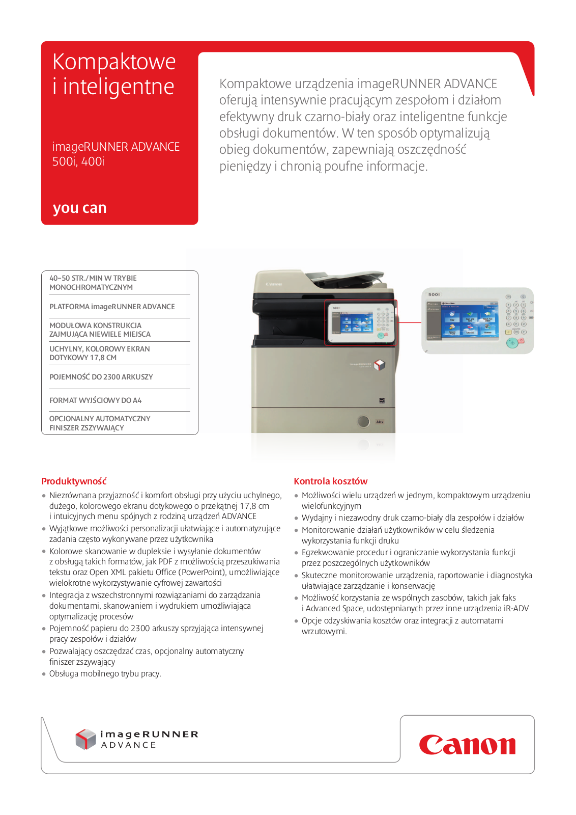 Canon IMAGERUNNER ADVANCE 400I, IMAGERUNNER ADVANCE 500I BROCHURE