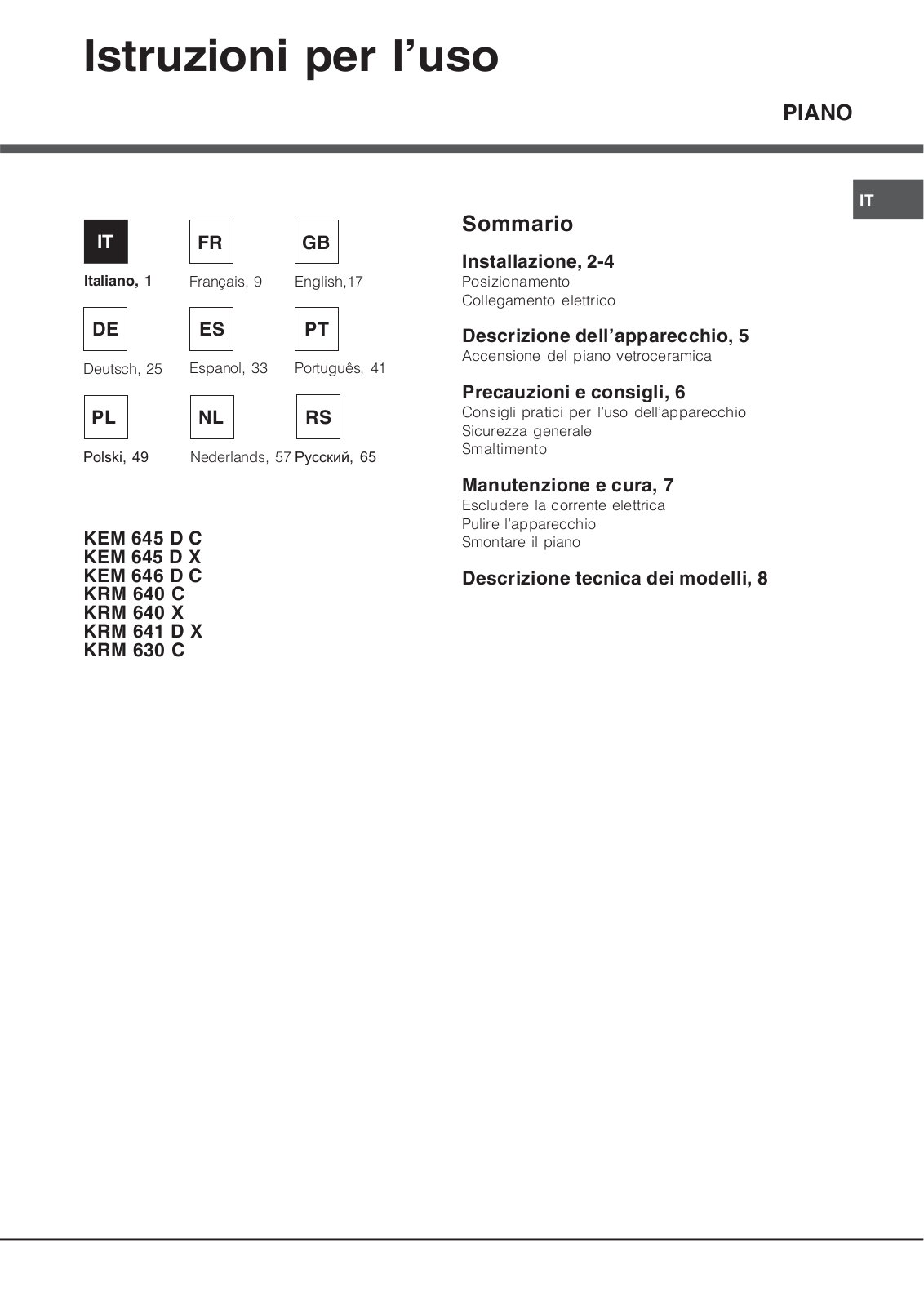 HOTPOINT KRM640C, KRM641DX User Manual