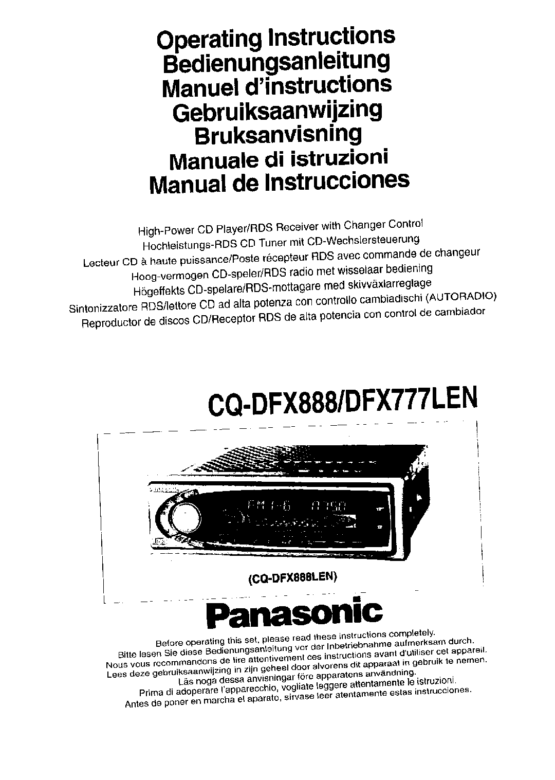 Panasonic CQ-DFX888, CQ-DFX777 User Manual