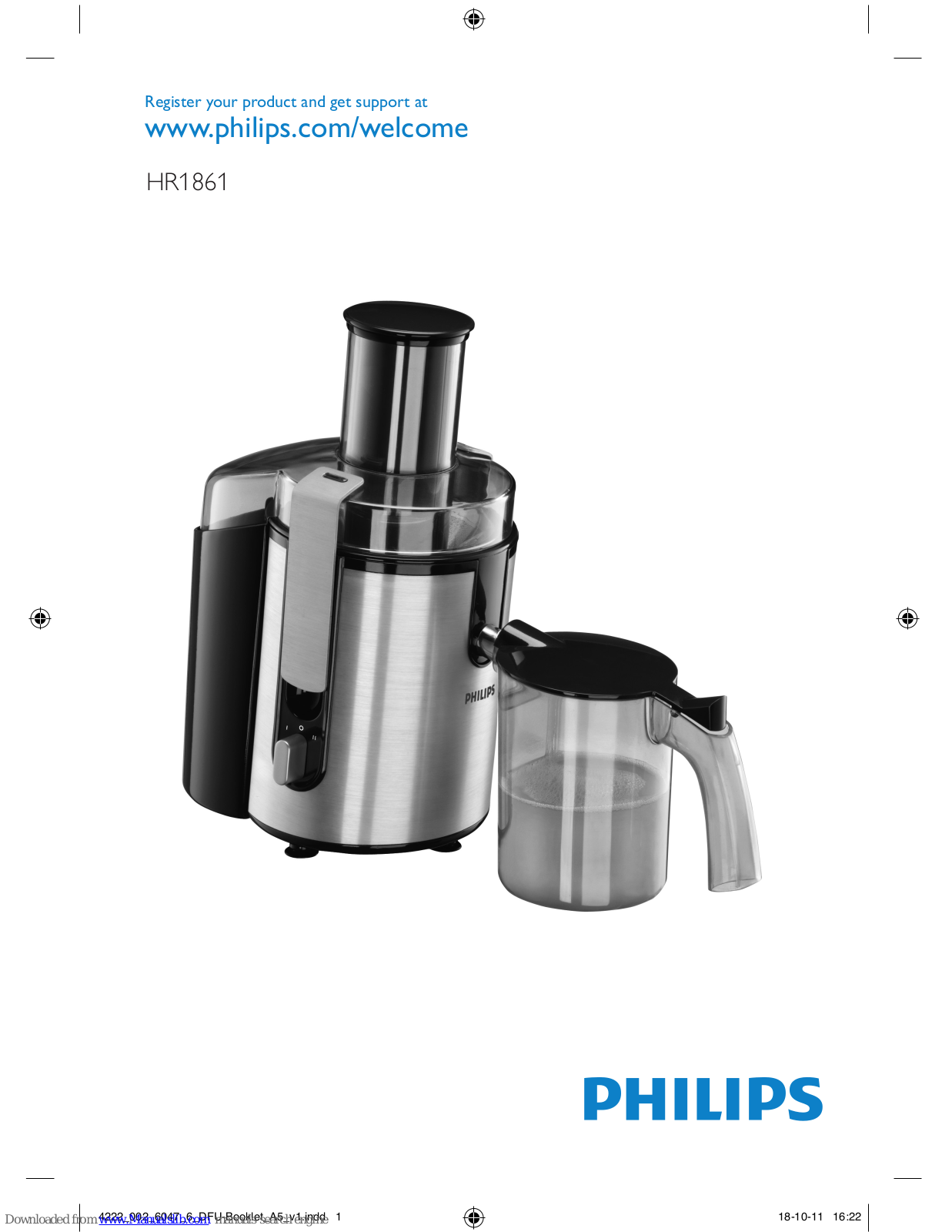 Philips HR1861 Aluminium Collection User Manual