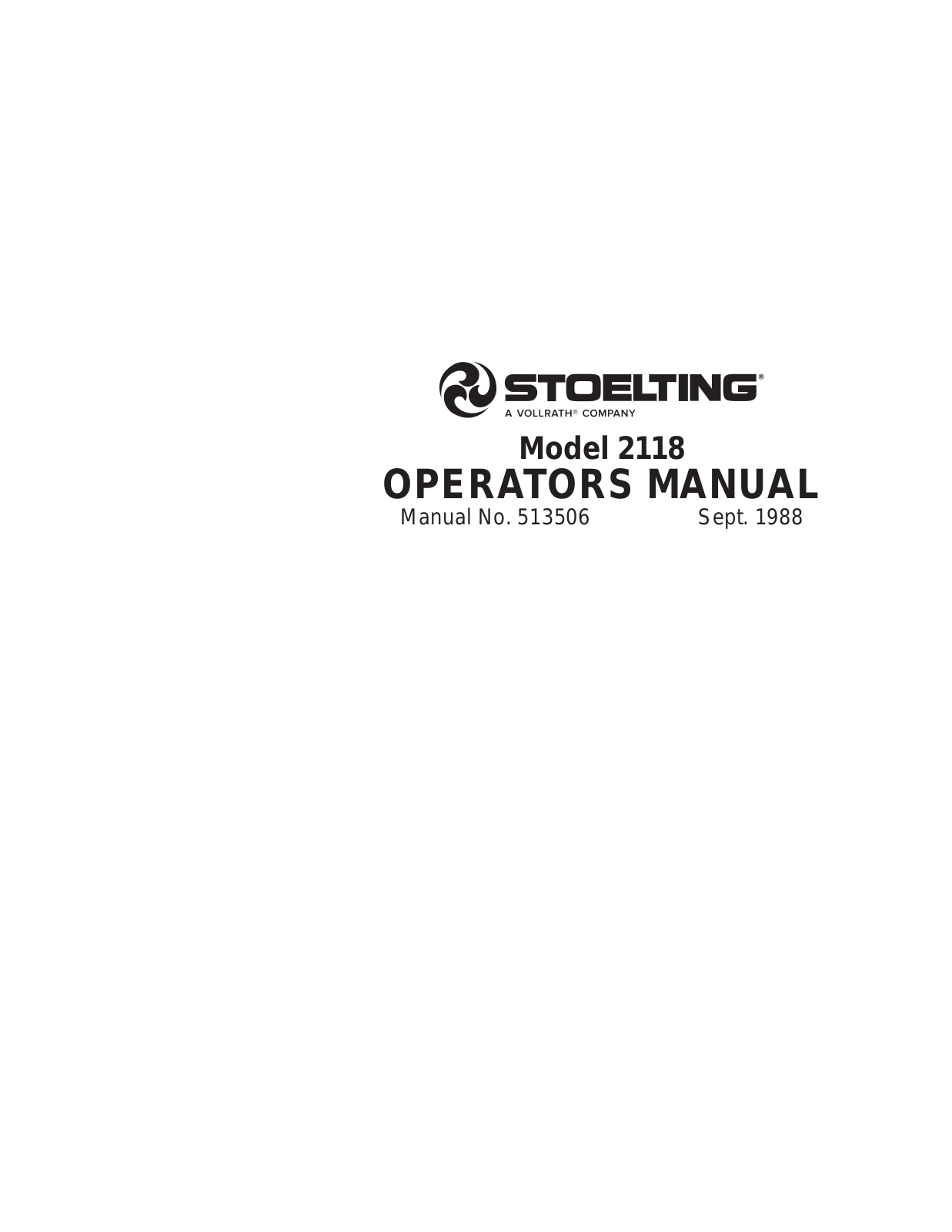 Stoelting 2118 Service Manual