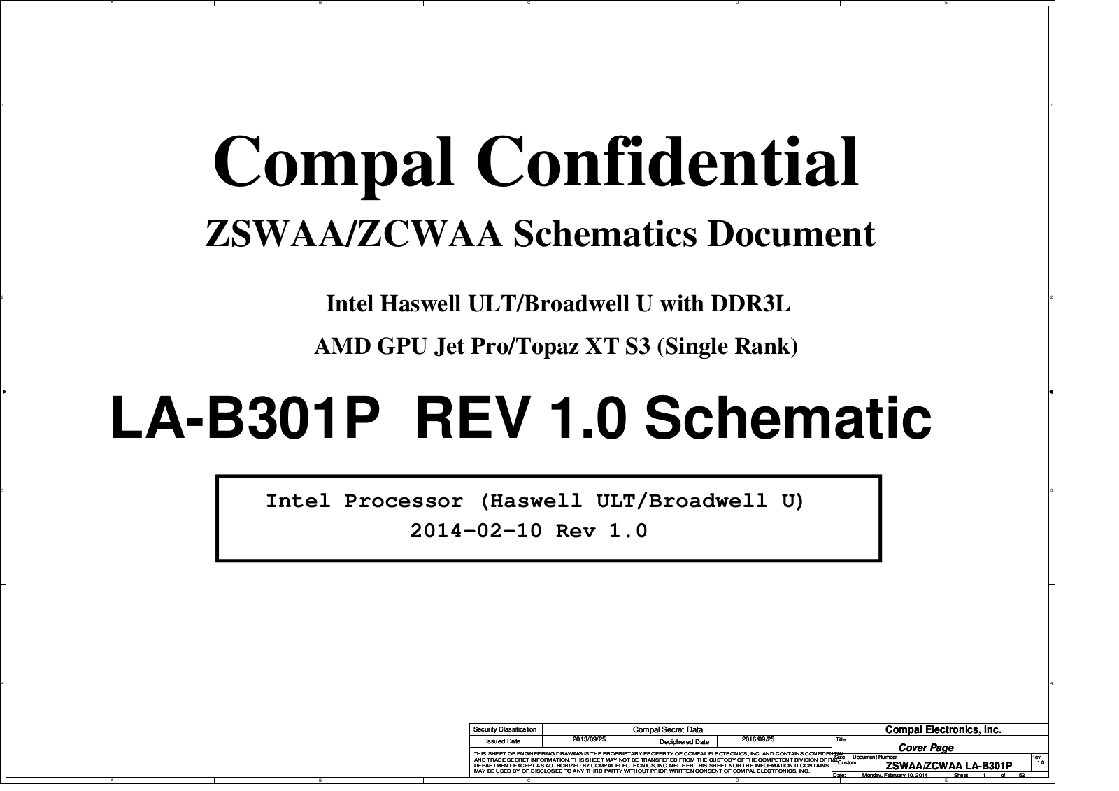 Compal LA-B301P ZSWAA, Satellite C50-B, Satellite C55-B, Satellite C55t-B, LA-B301P ZCWAA Schematic