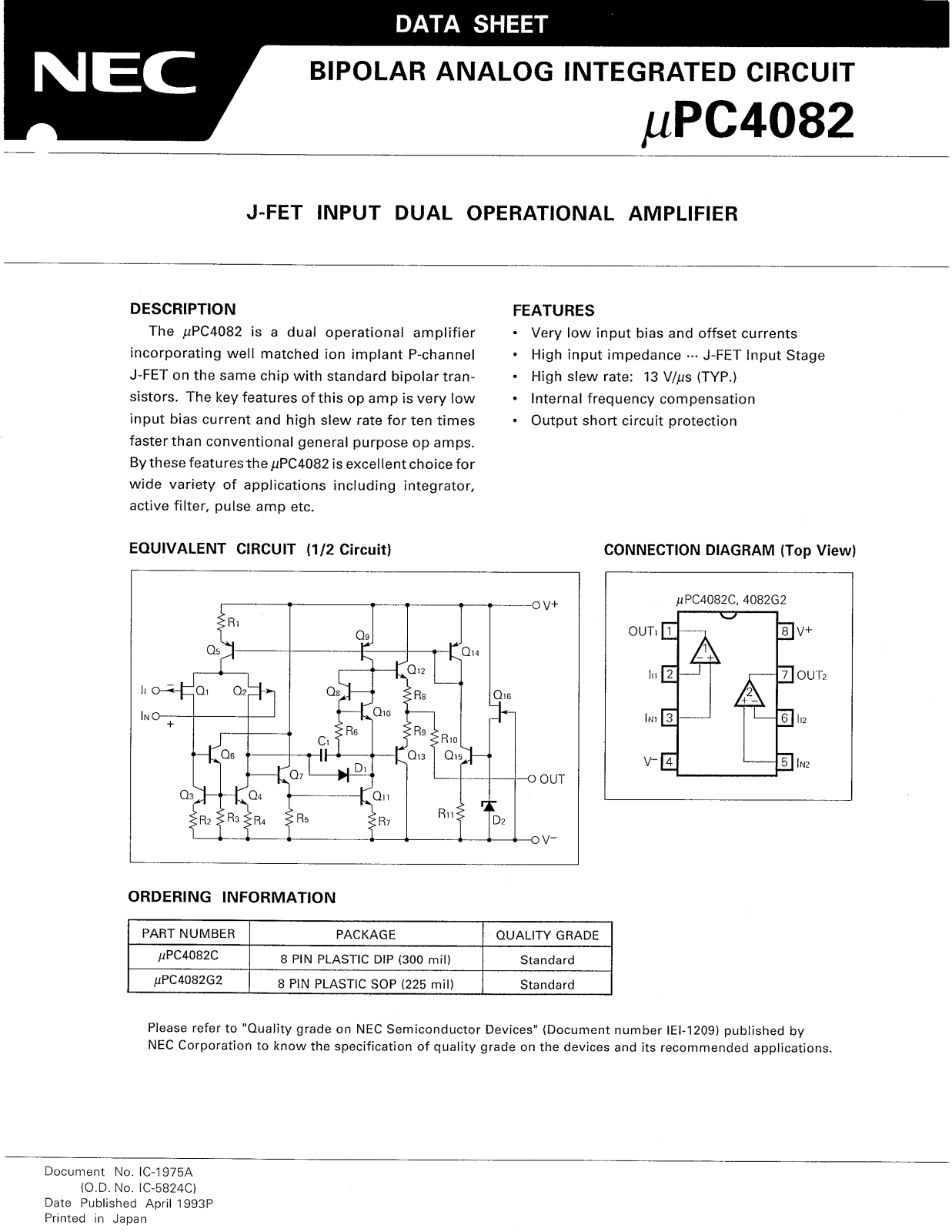 Datasheet UPC4082C Specification - ManualMachine.com