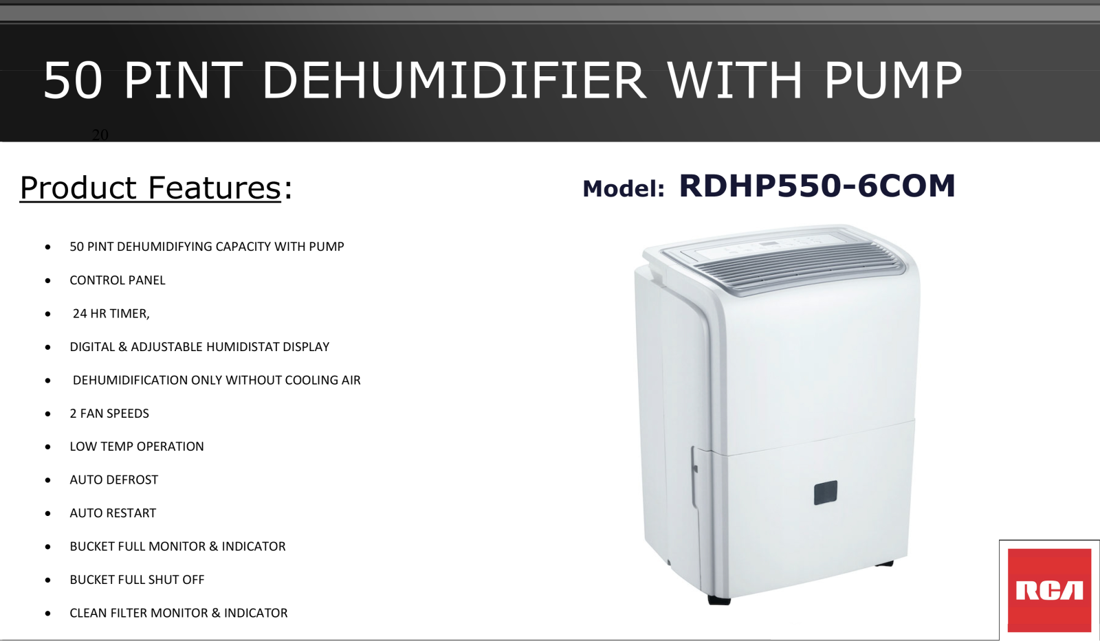 RCA RDHP550-6COM Specifications - ManualMachine.com