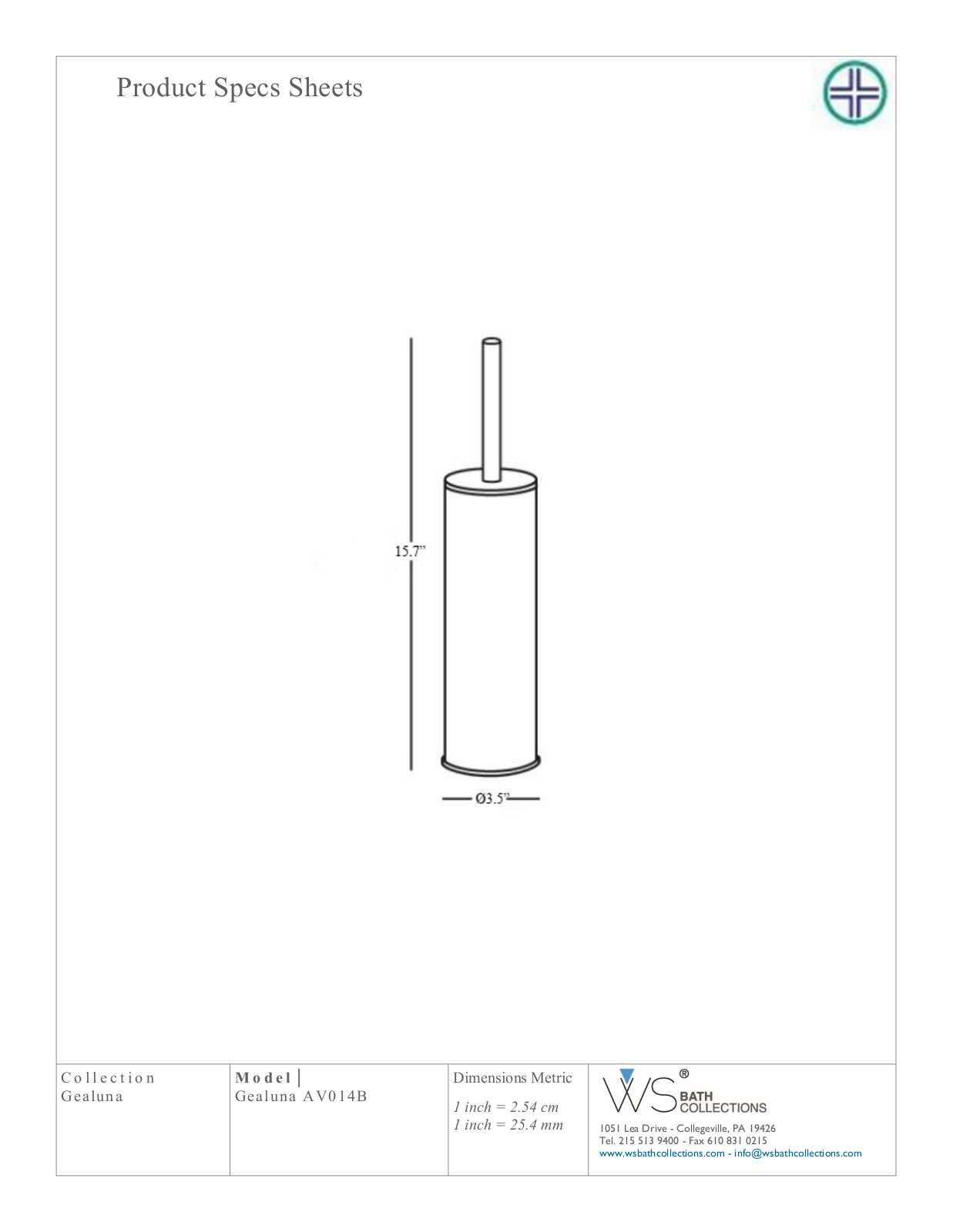 WS Bath Collections WSO3424 Specifications - ManualMachine.com