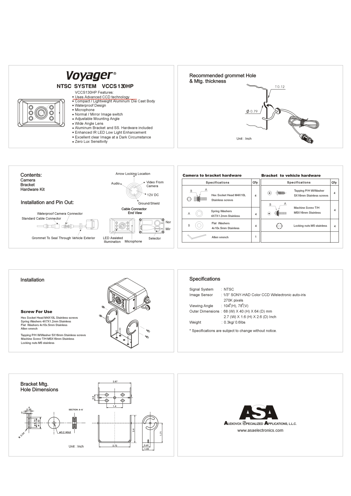 ASA Electronics VCCS130HP User Manual