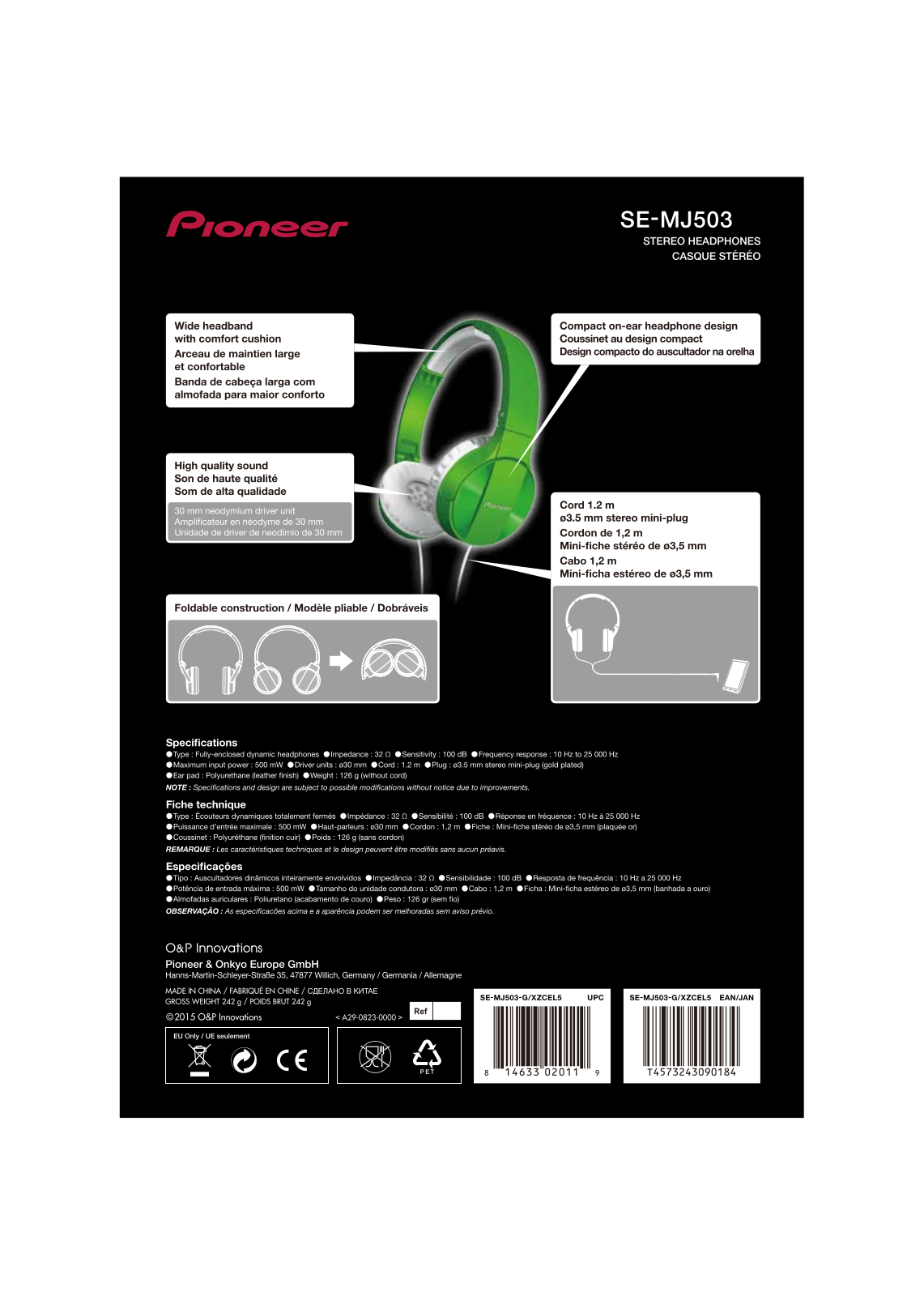 PIONEER SE-MJ503 User Manual