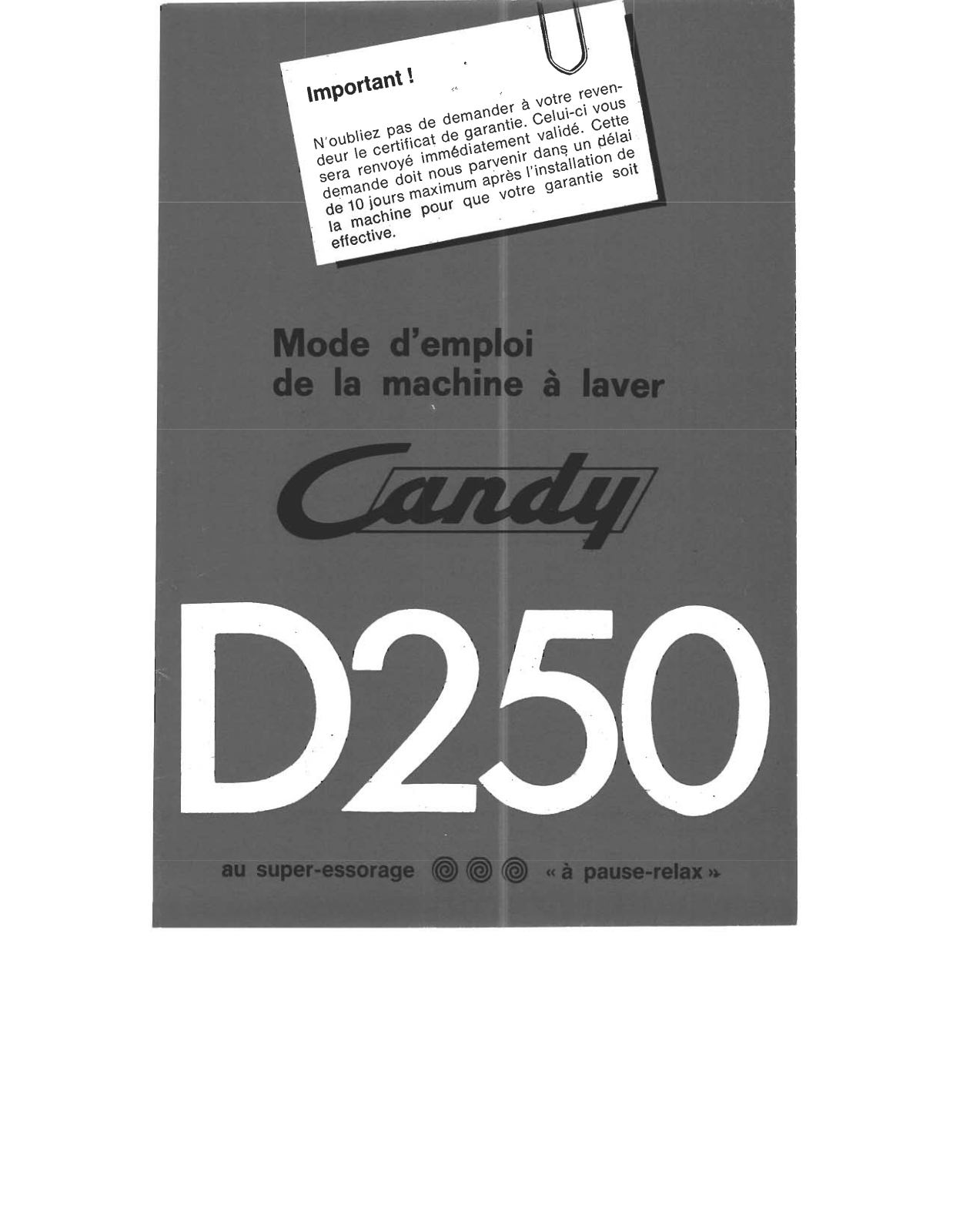 Candy D250 User Manual