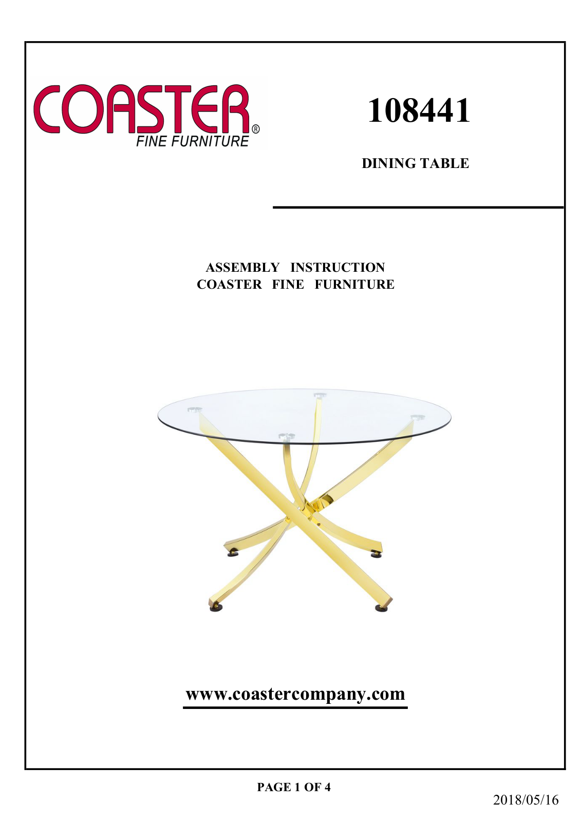 Coaster 108441 Assembly Guide