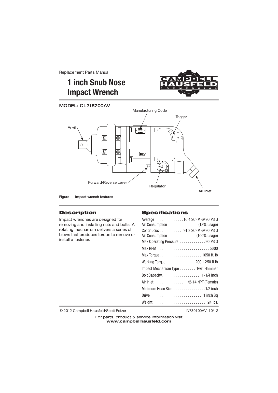 Campbell Hausfeld CL215700AV User Manual