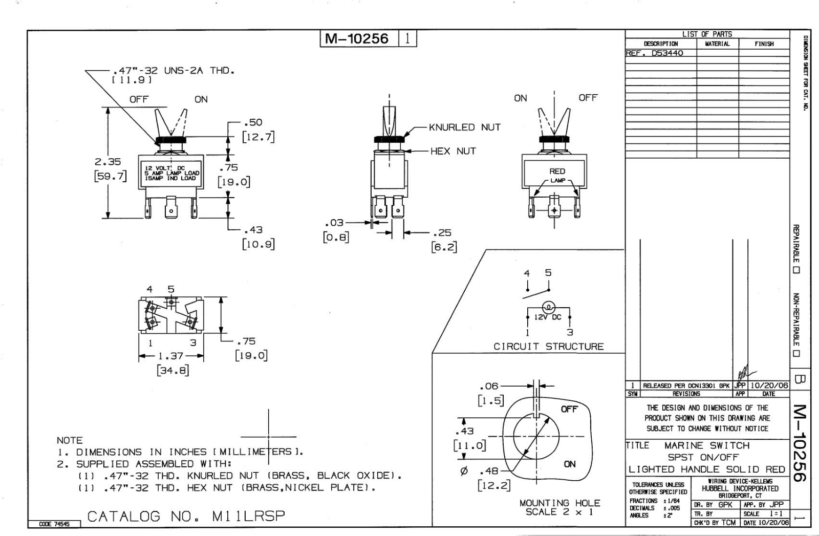 Hubbell M11LRSP Reference Drawing