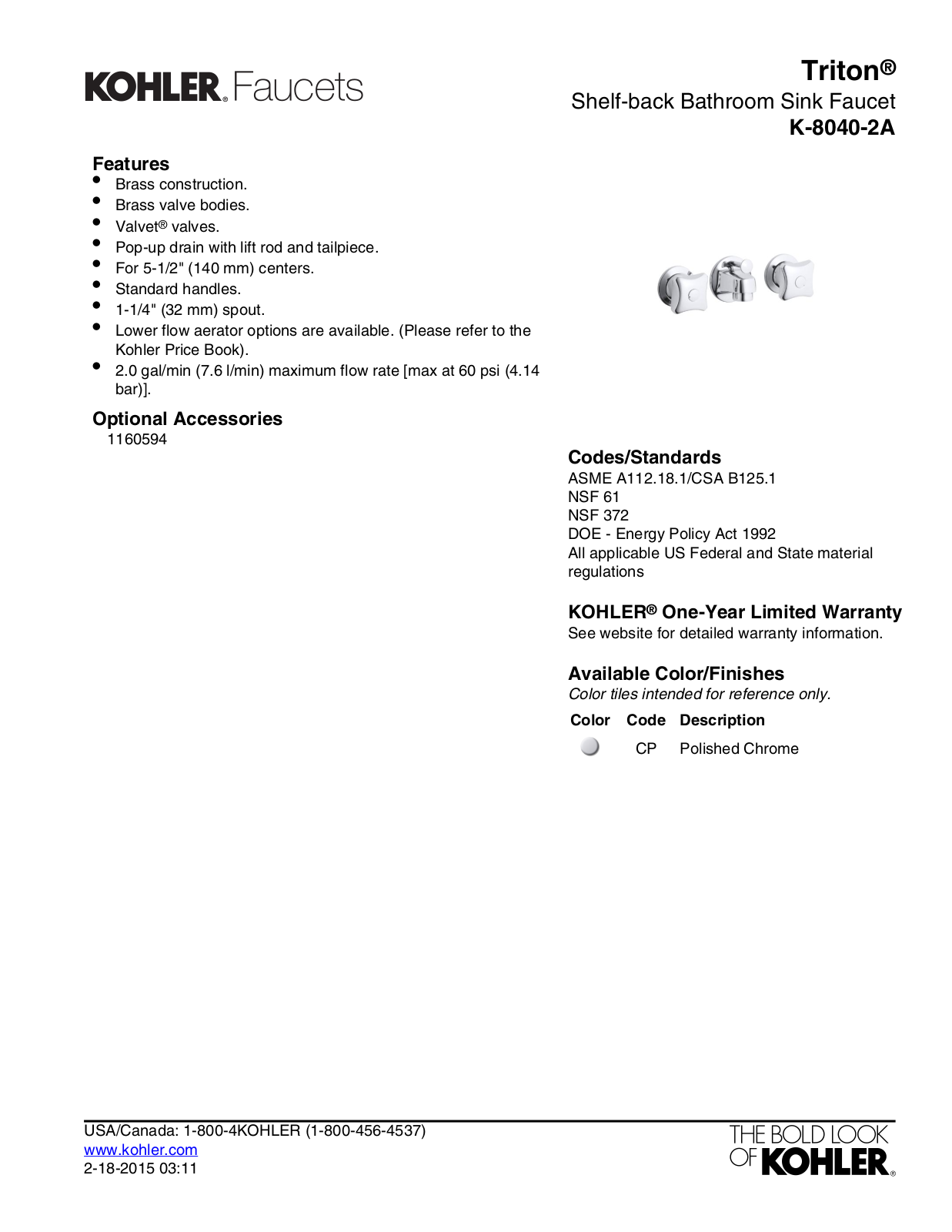 Kohler KOH7062 Specifications - ManualMachine.com