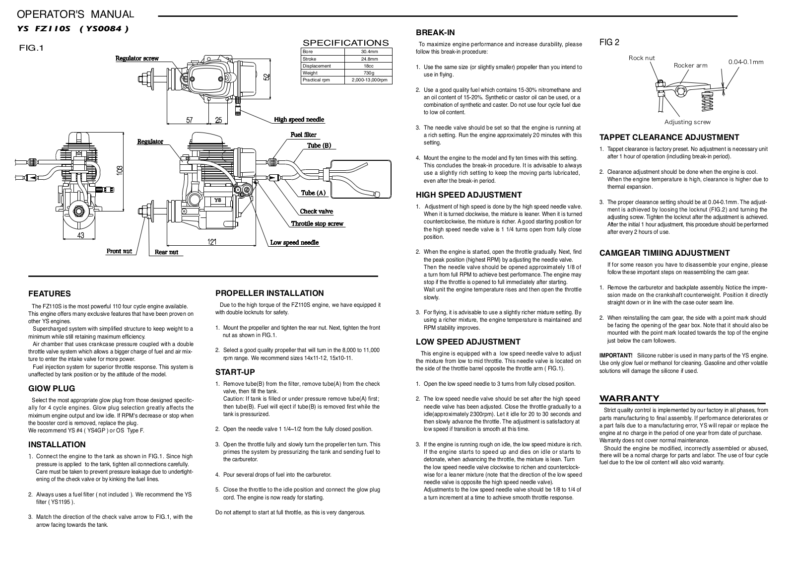 Ys FZ110S User Manual