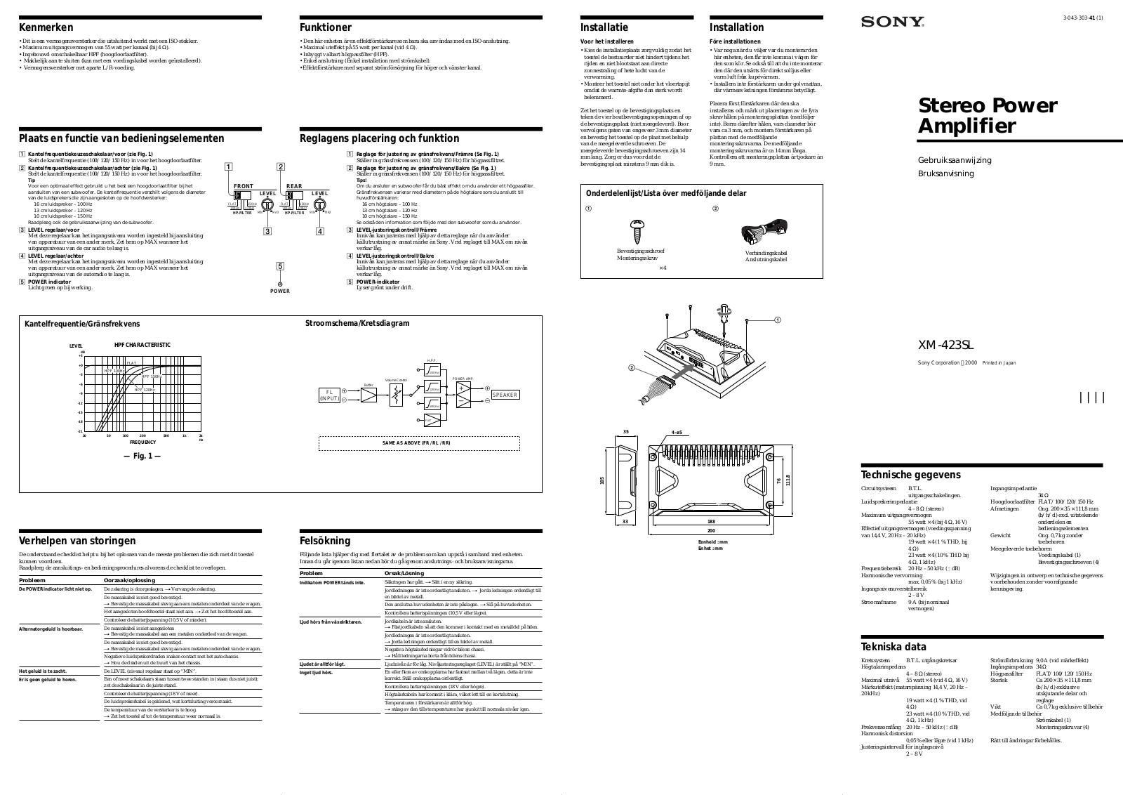 Sony XM-423SL User Manual