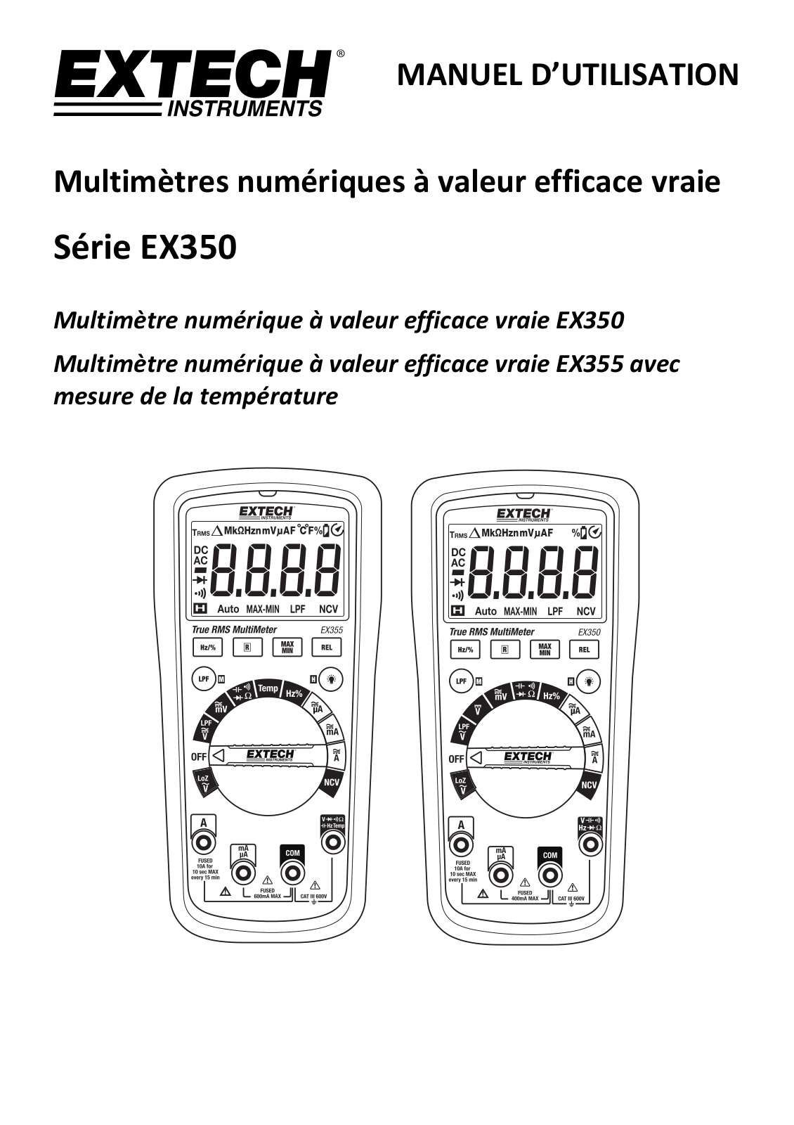 Extech EX355, EX350 User guide