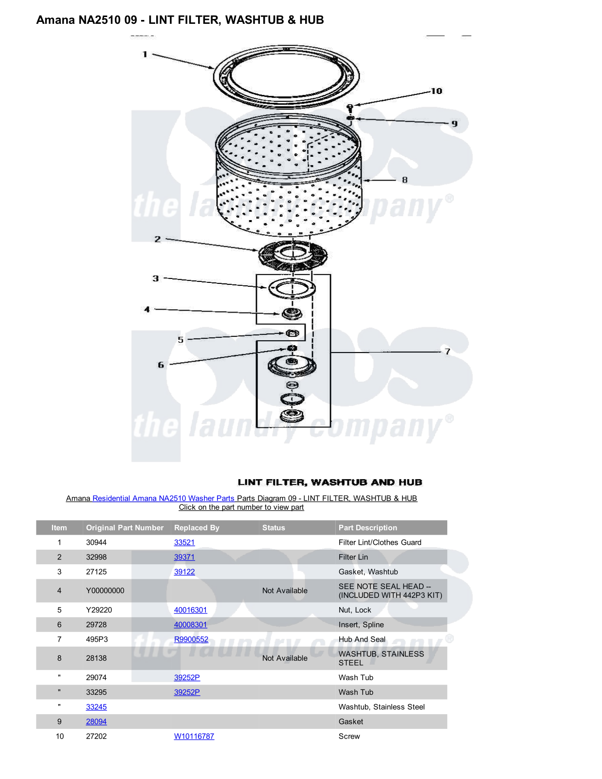 Amana NA2510 Parts Diagram