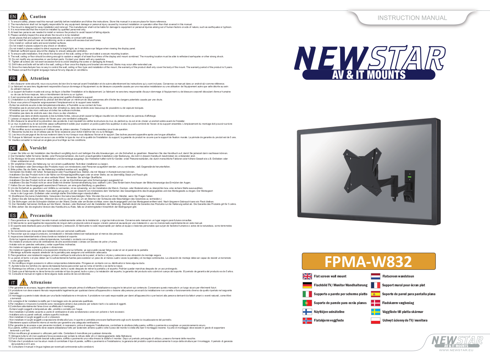 Newstar FPMA-W832 User Manual