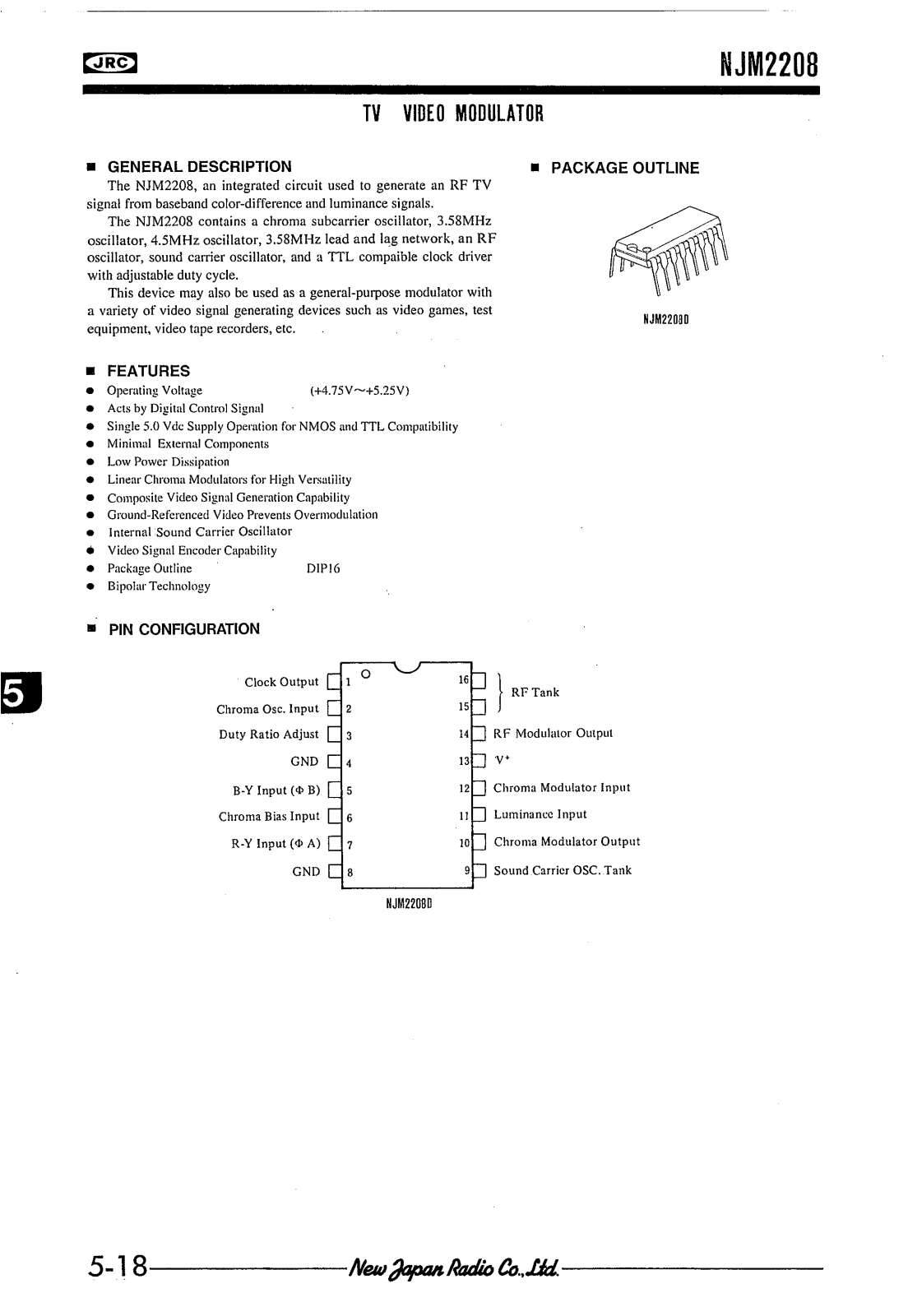 JRC NJM2208D Datasheet