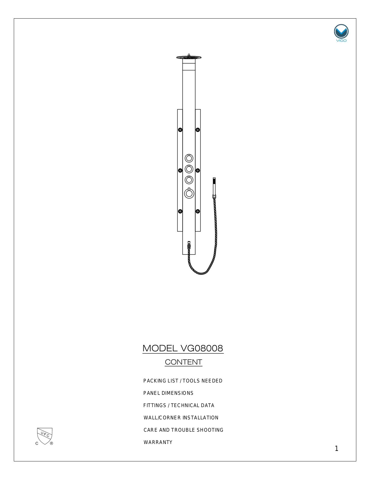 Vigo VG08008 User Manual