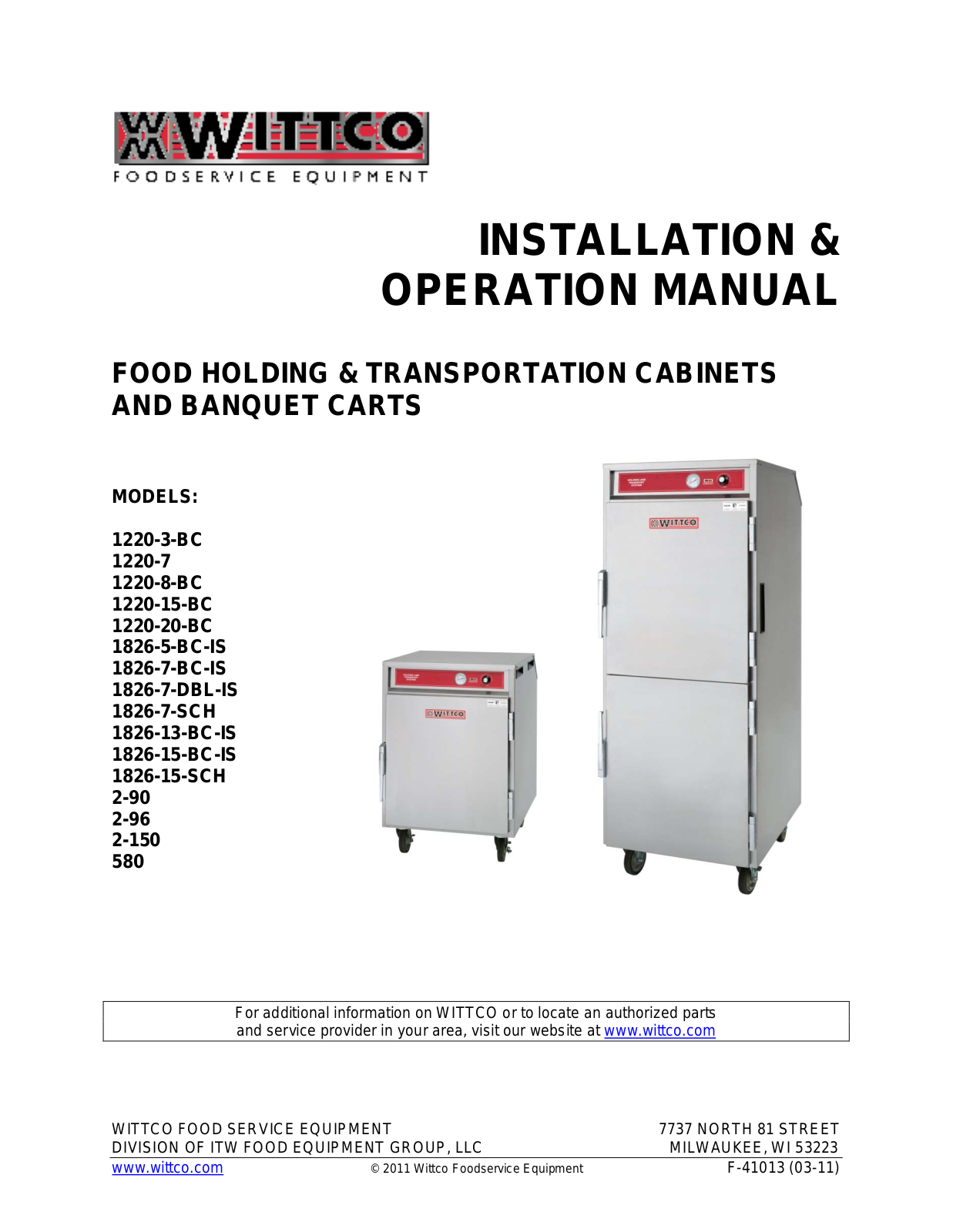 Wittco 1220-3-BC Installation Manual