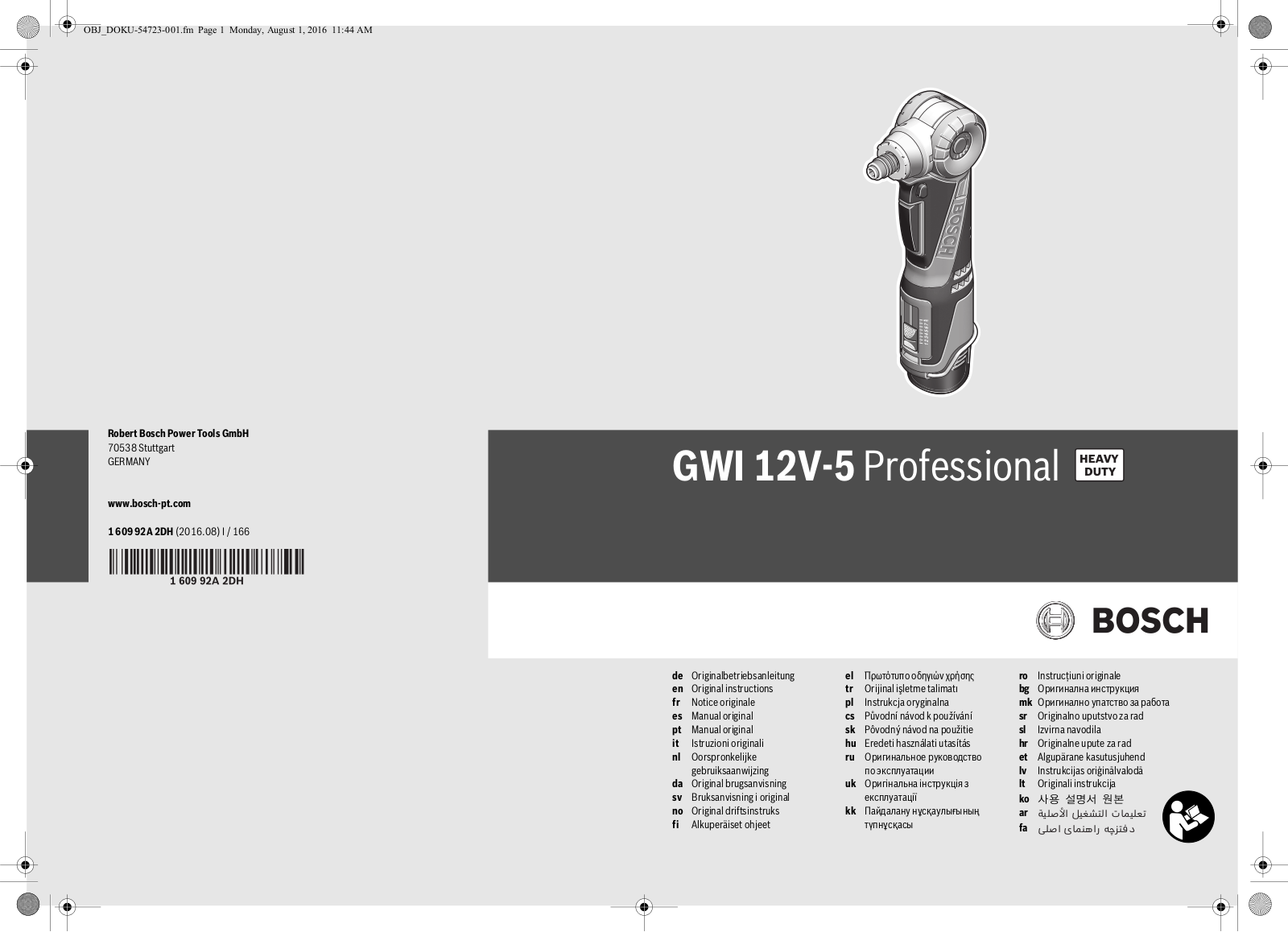 Bosch GWI 12 V LI, GWI 10.8 V-LI, GWI 12V-5 User Manual