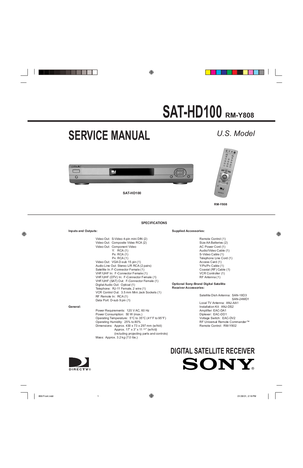 Sony SAT-HD100 User Manual