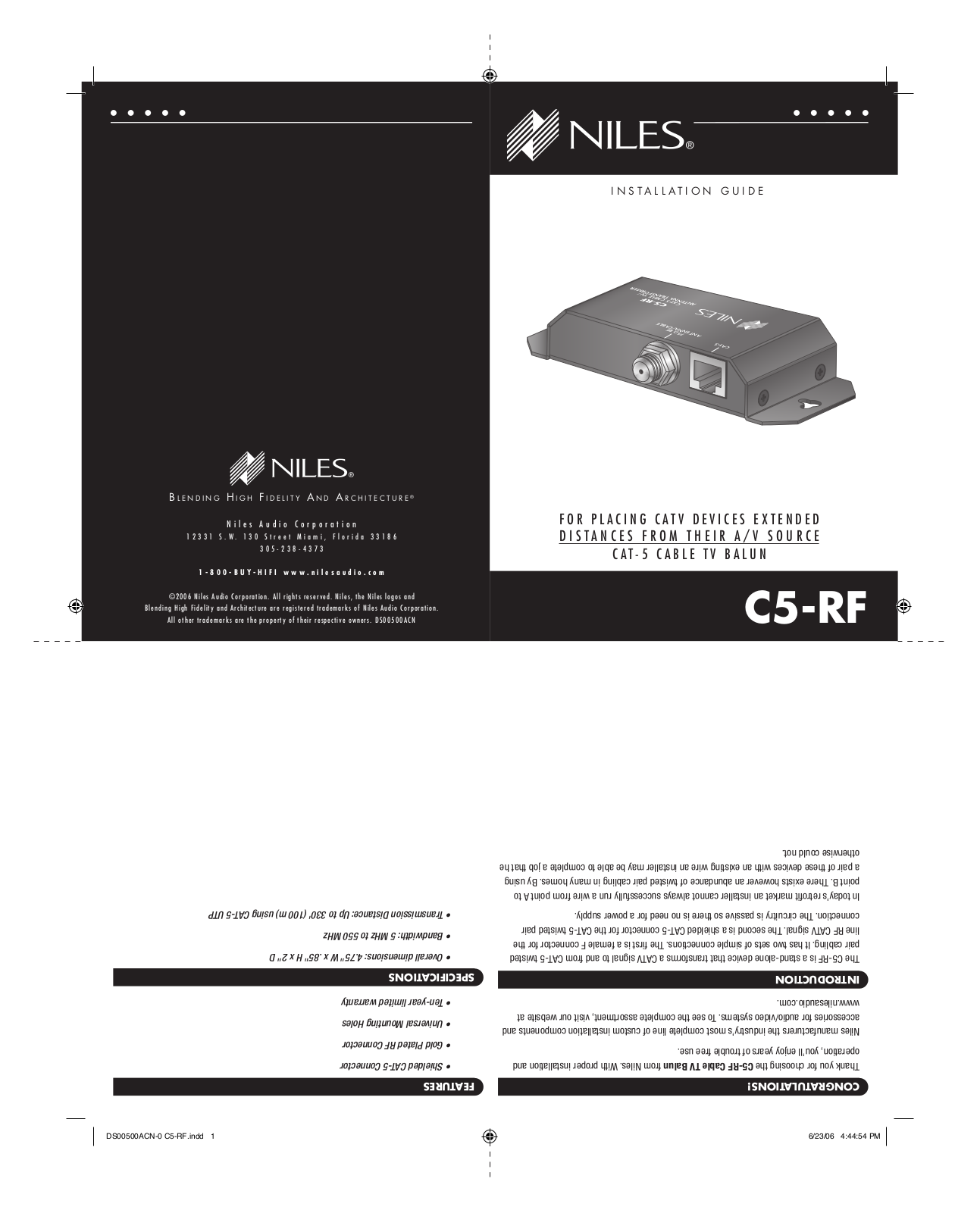 Niles C5-RF Owner's Manual